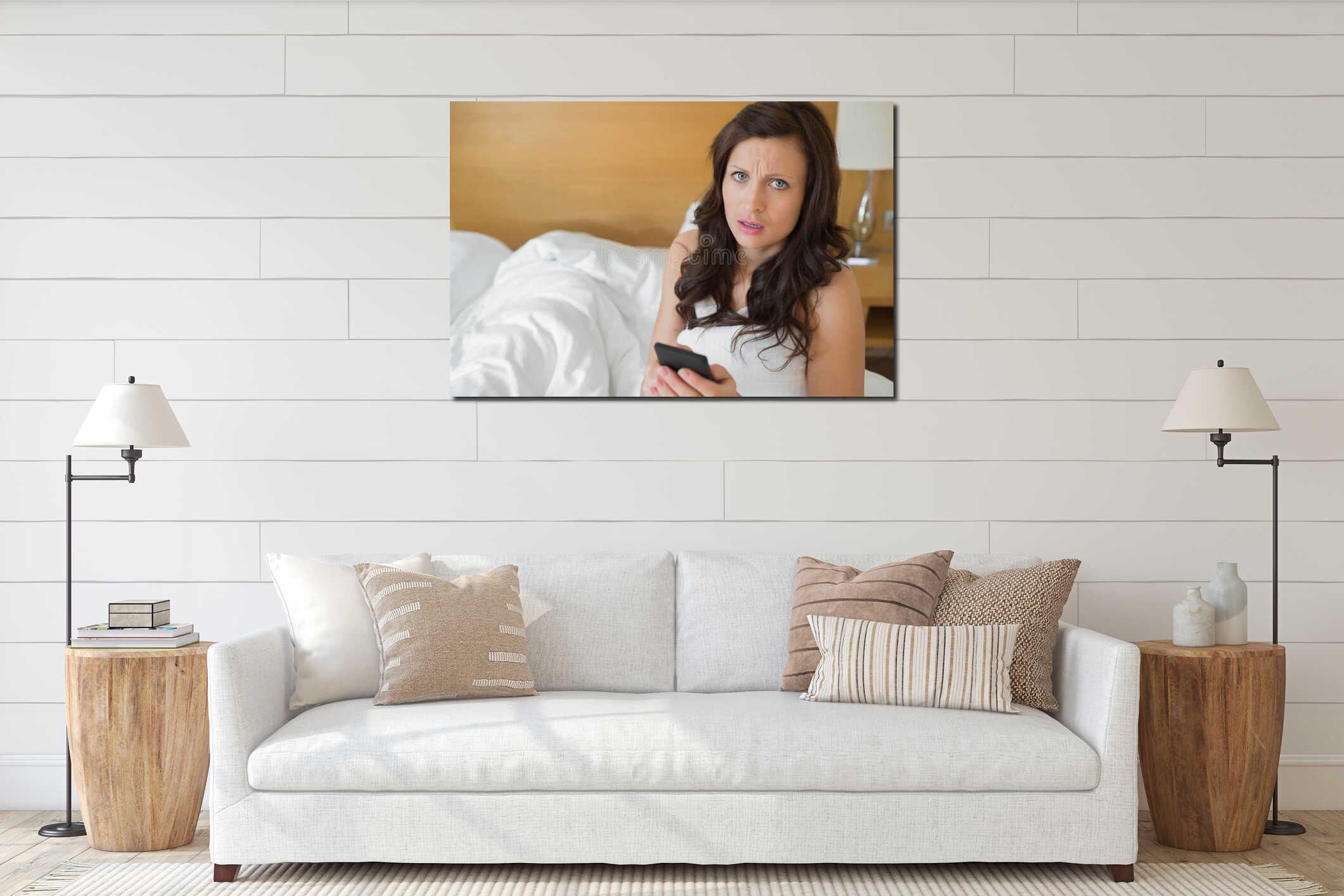 Canvas hanging interior mockup