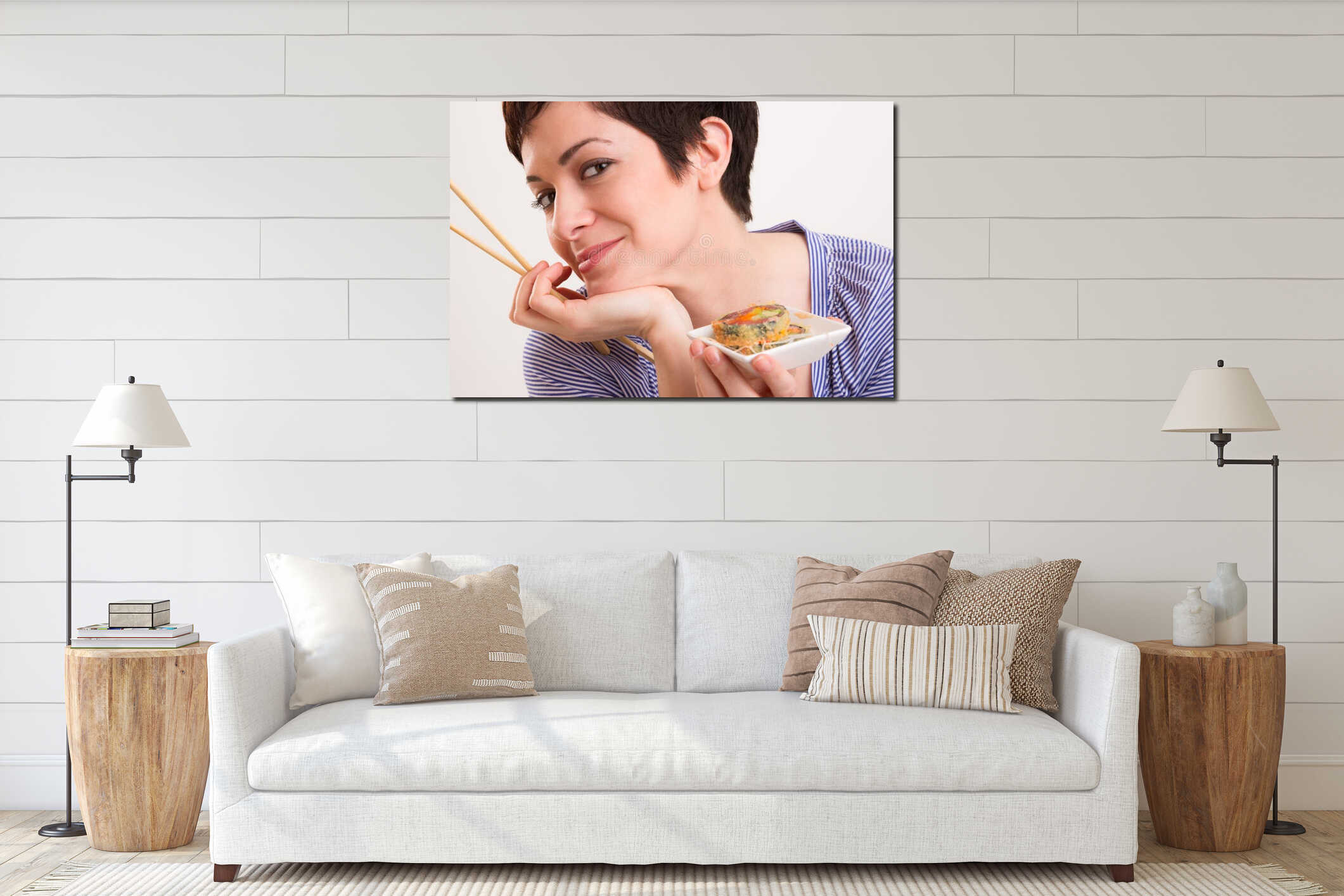 Canvas hanging interior mockup