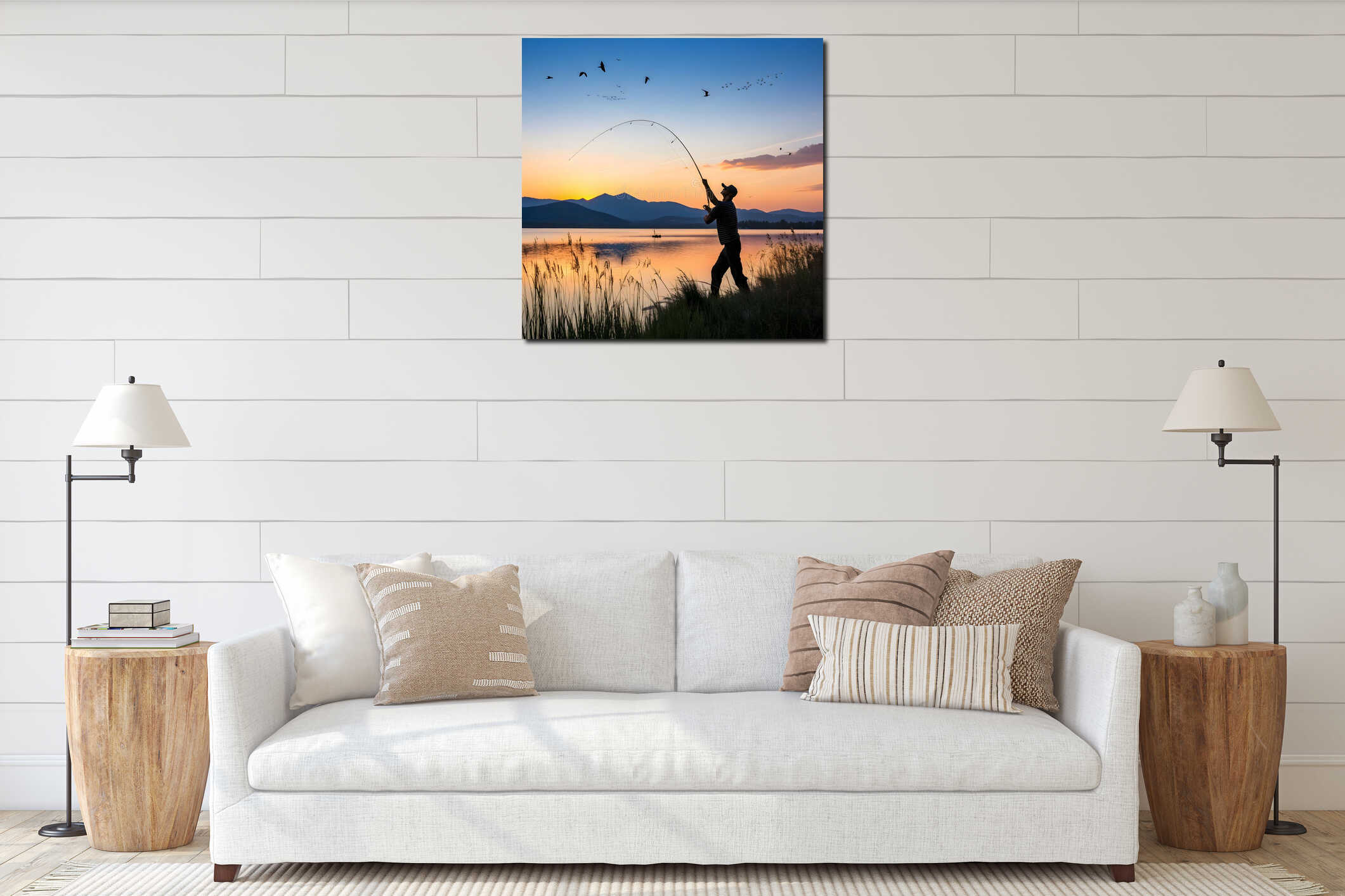Canvas hanging interior mockup