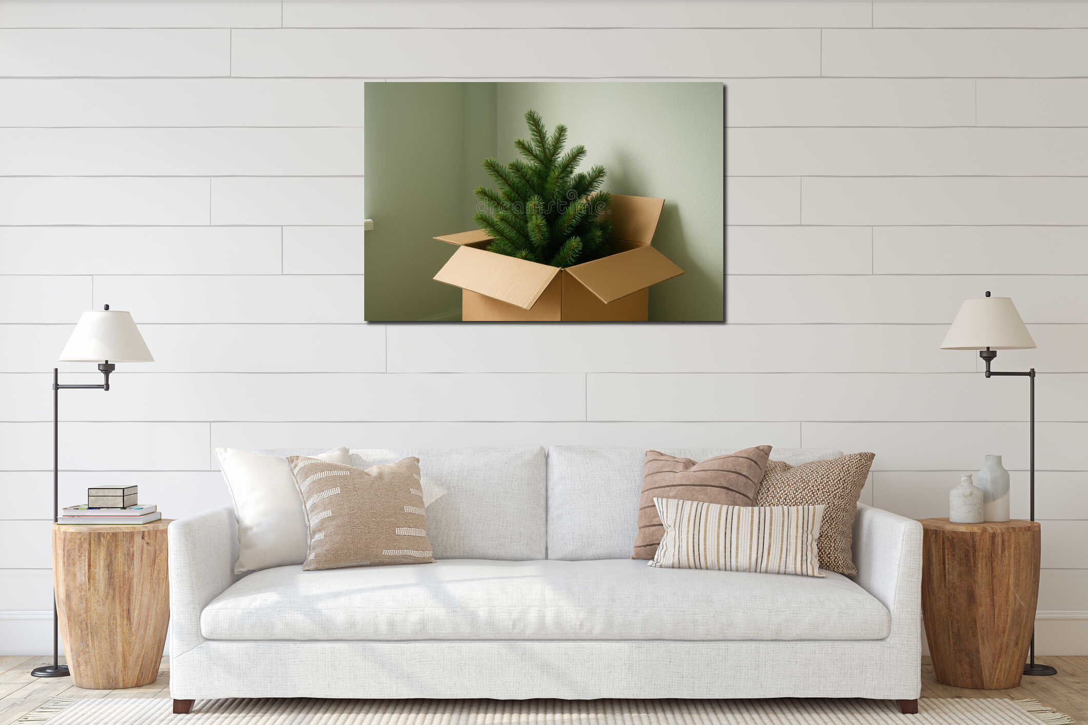 Canvas hanging interior mockup