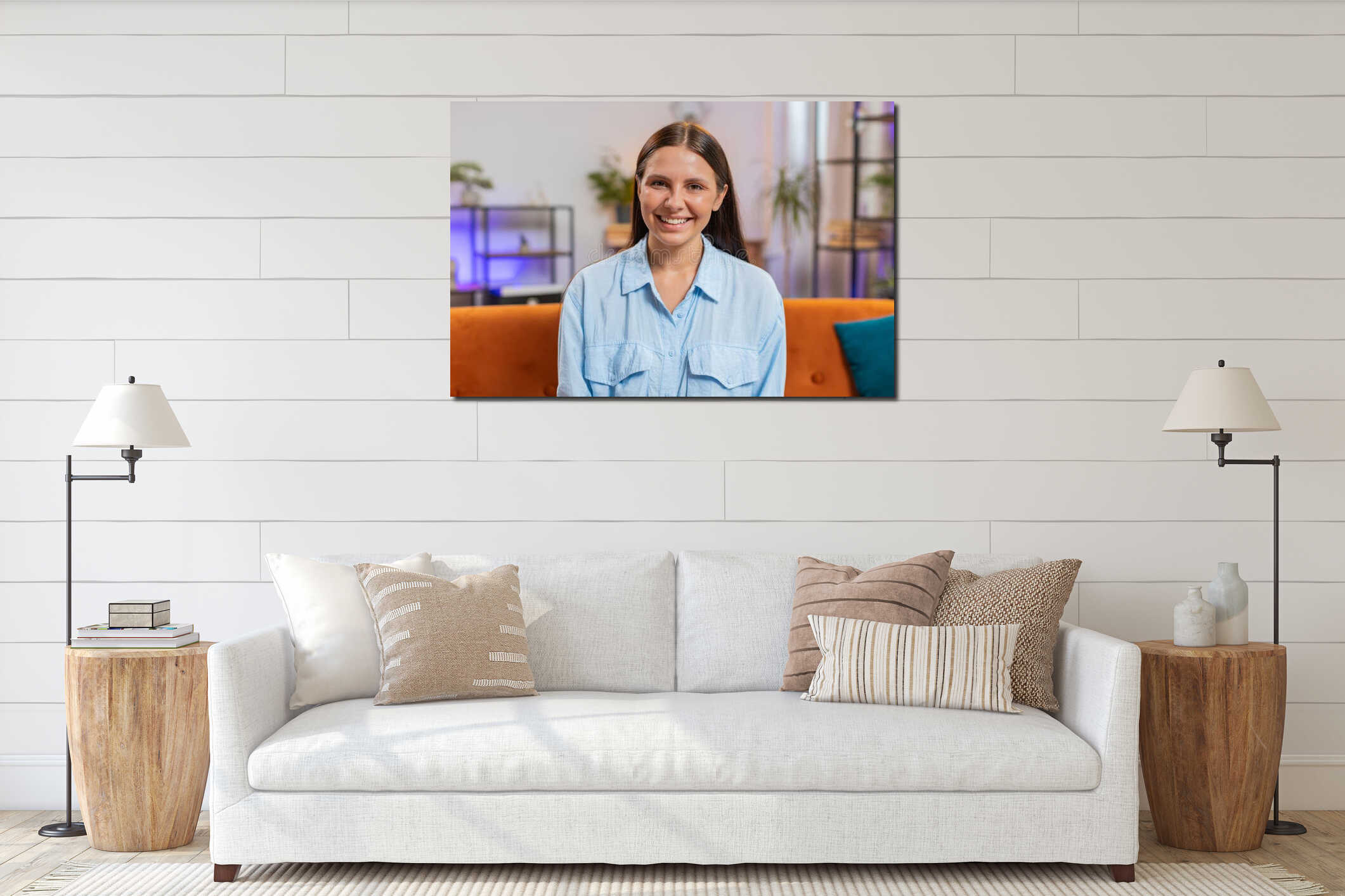 Canvas hanging interior mockup