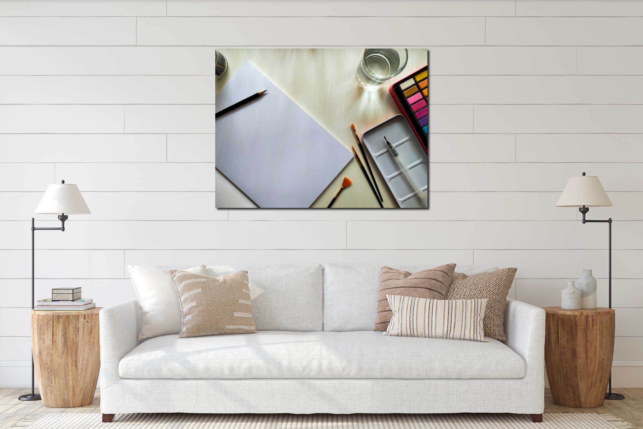 Canvas hanging interior mockup