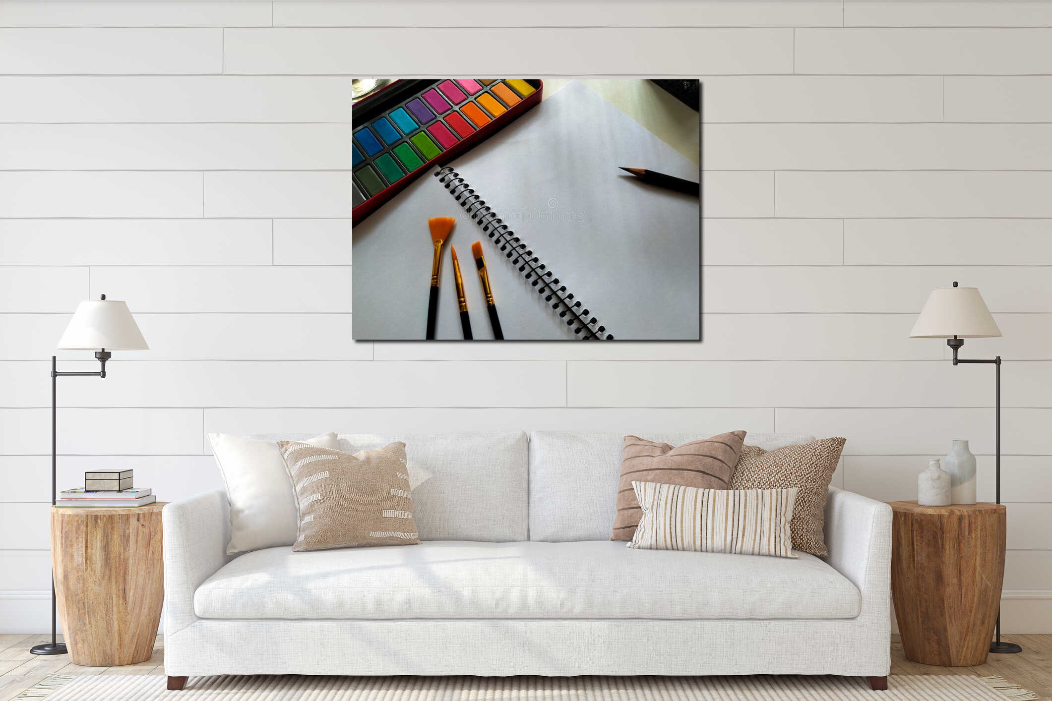 Canvas hanging interior mockup