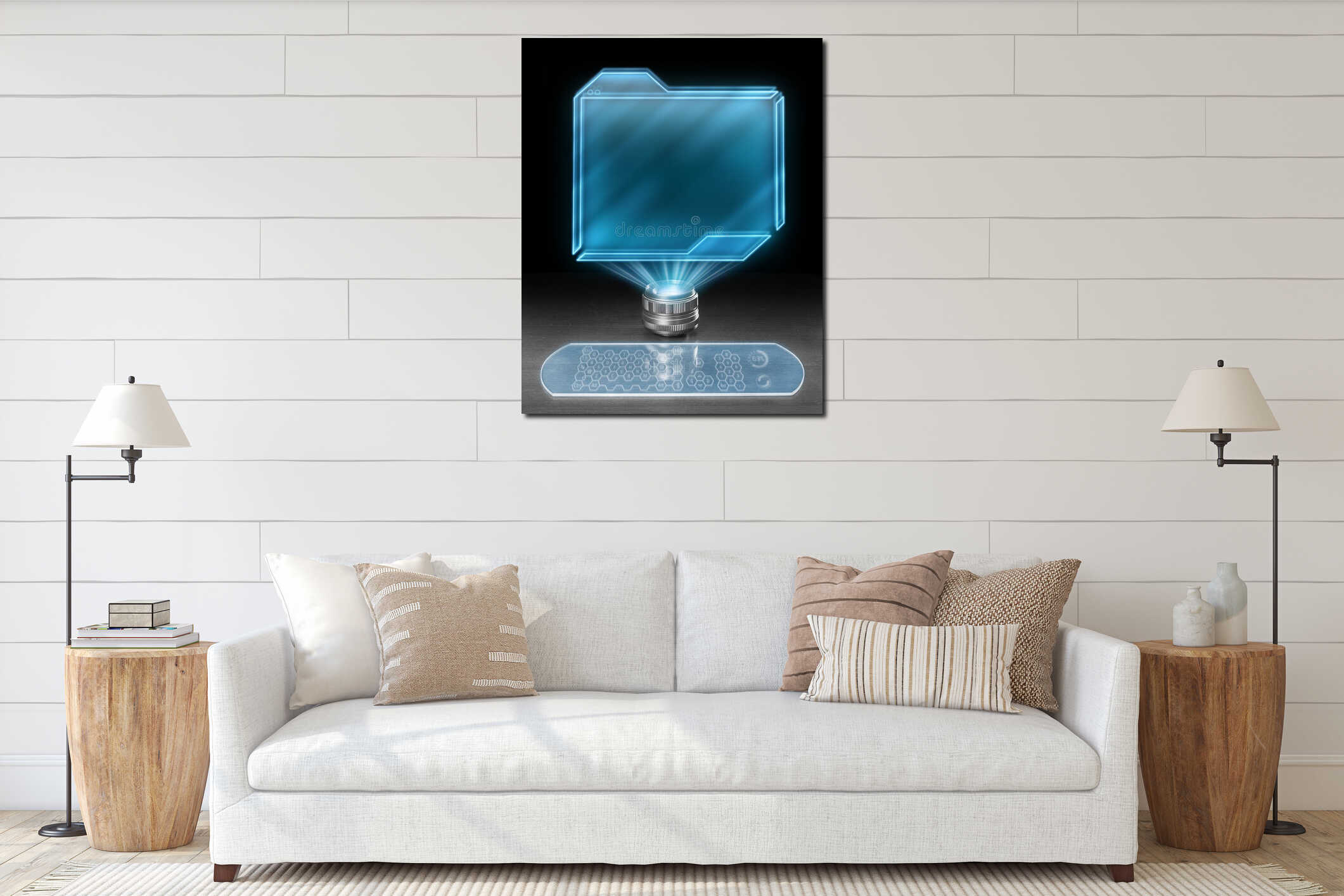 Canvas hanging interior mockup