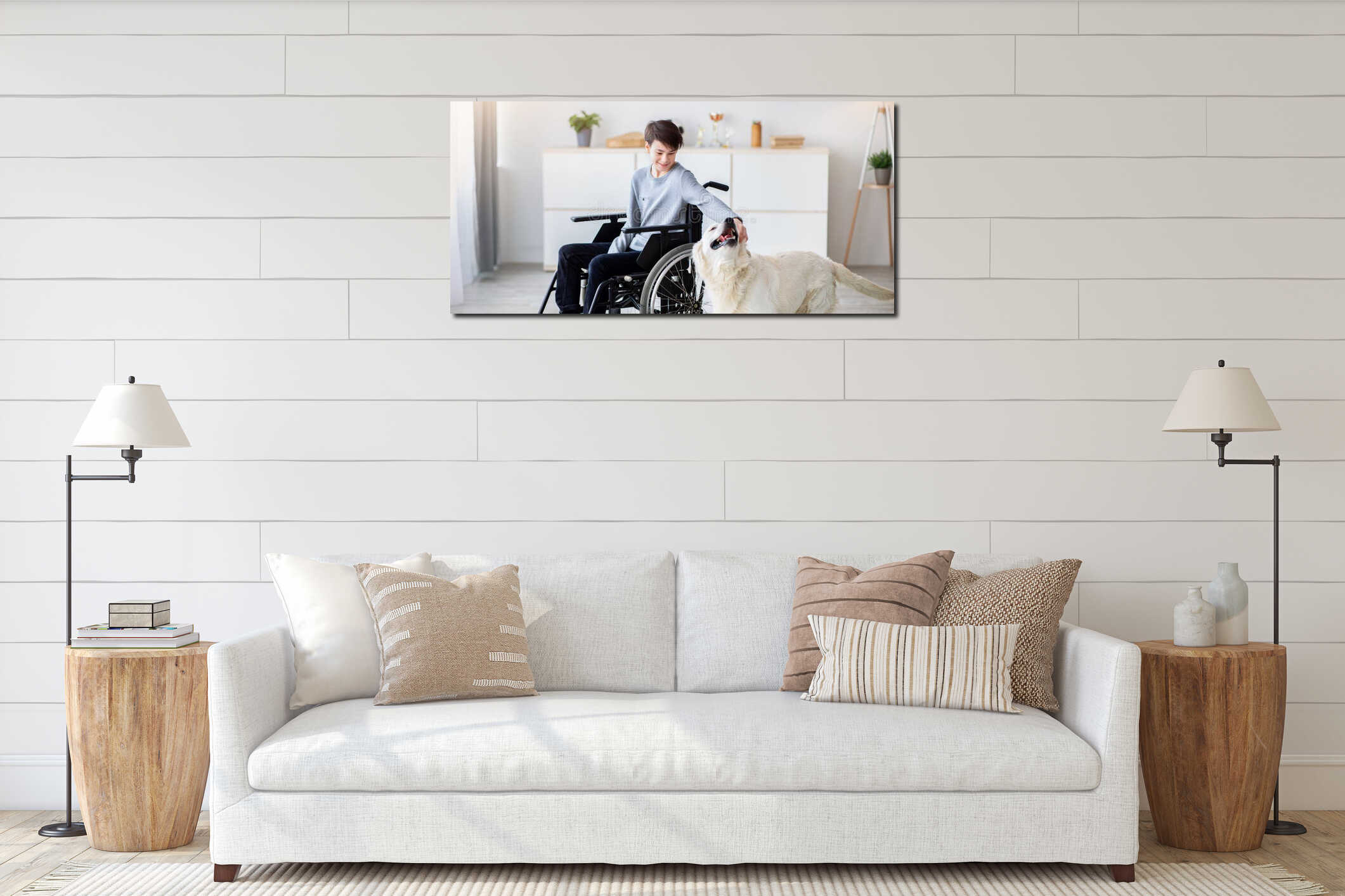 Canvas hanging interior mockup