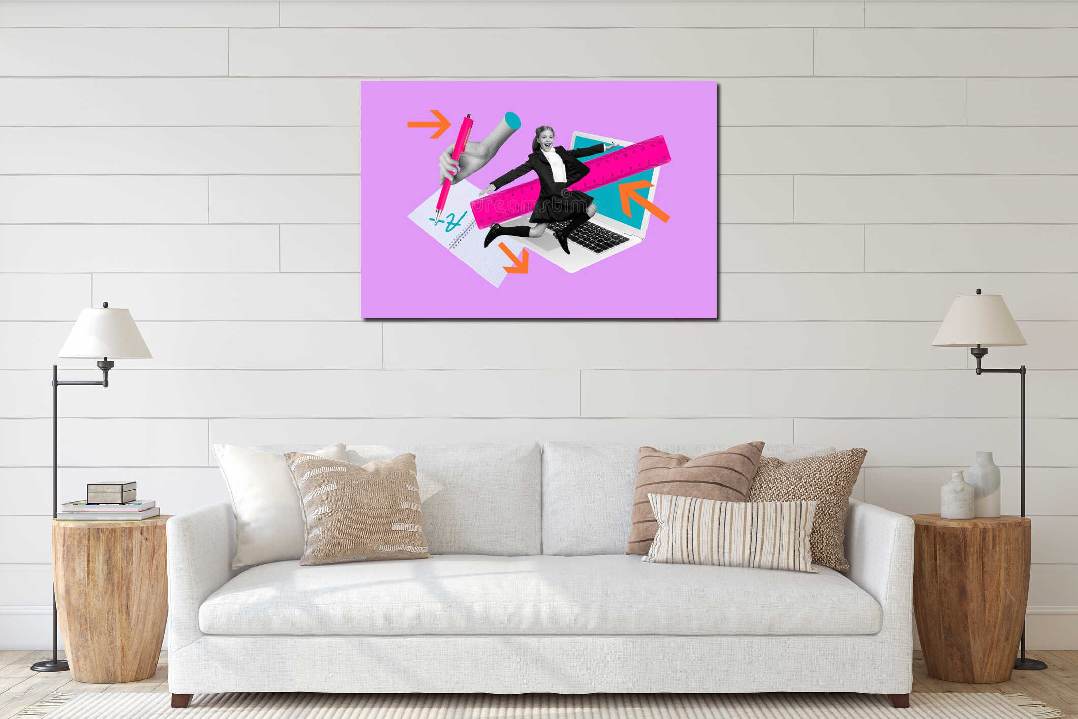 Canvas hanging interior mockup