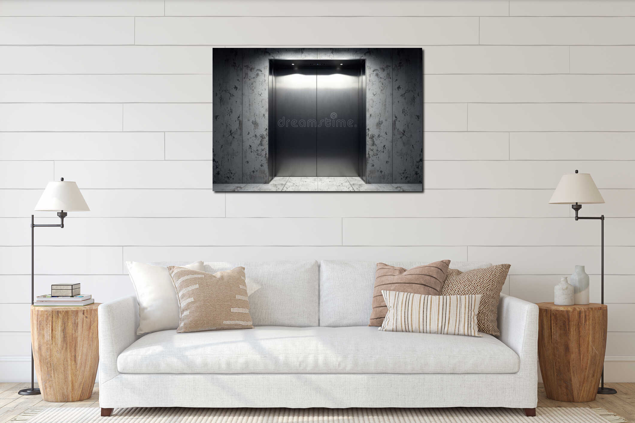 Canvas hanging interior mockup