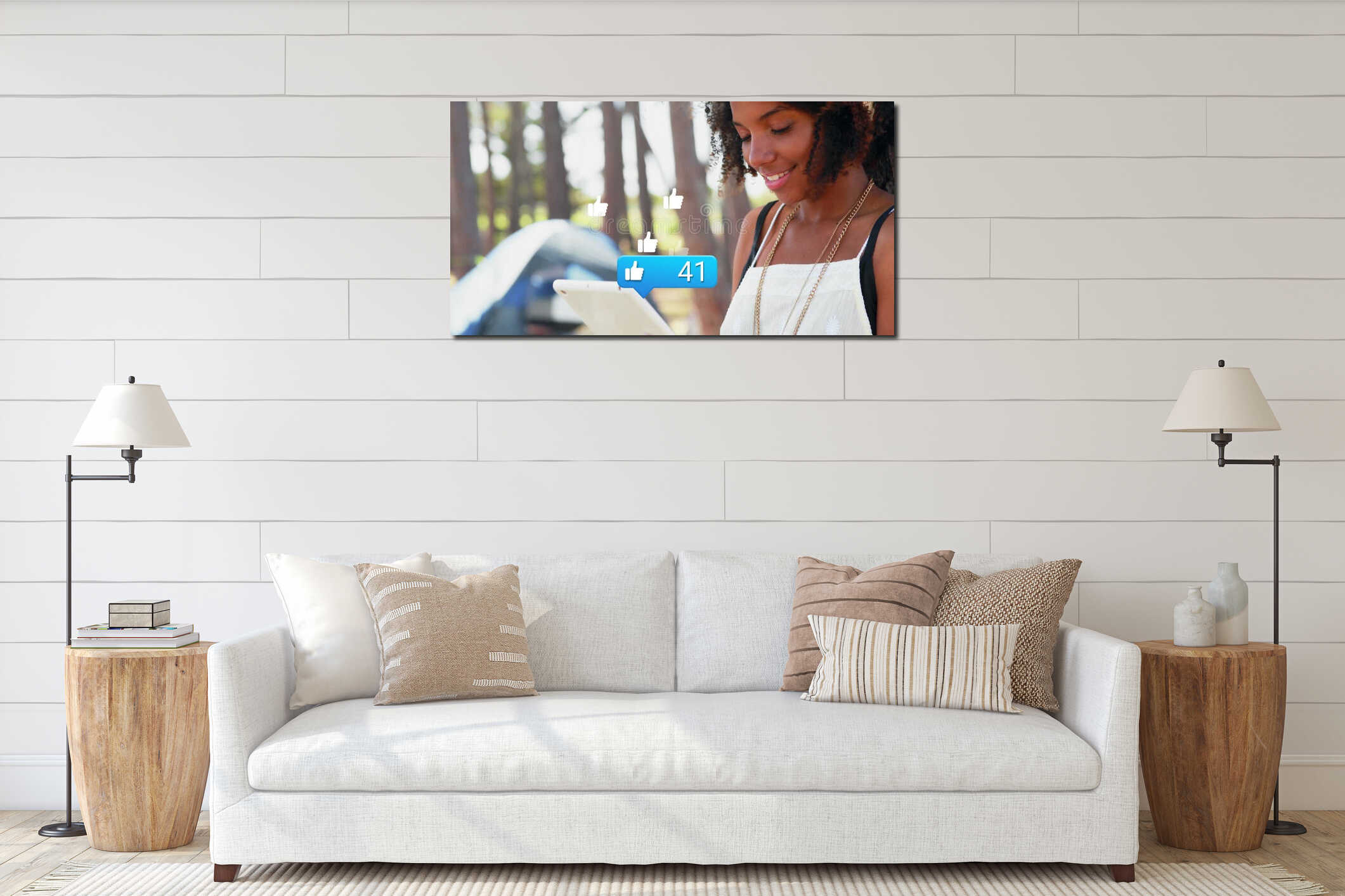 Canvas hanging interior mockup