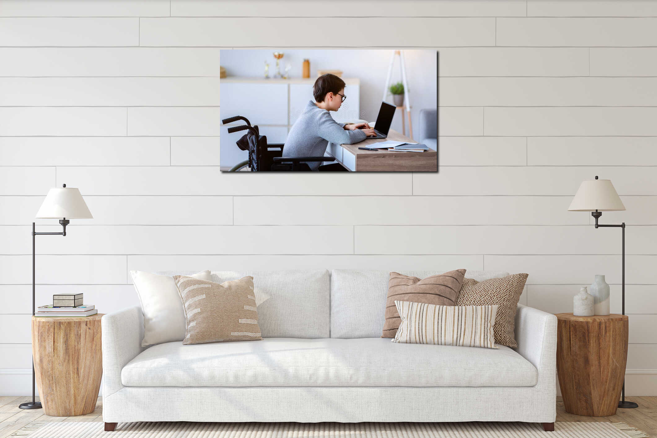 Canvas hanging interior mockup