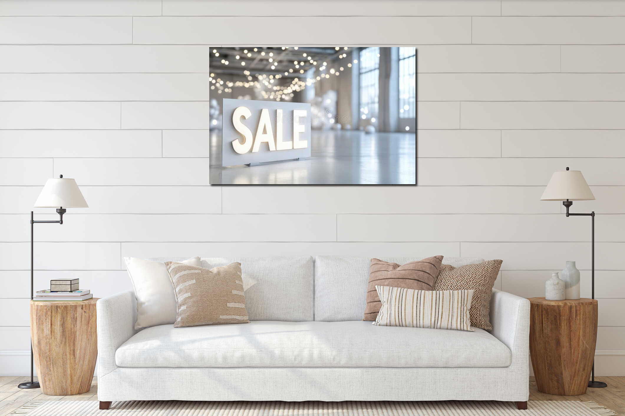 Canvas hanging interior mockup