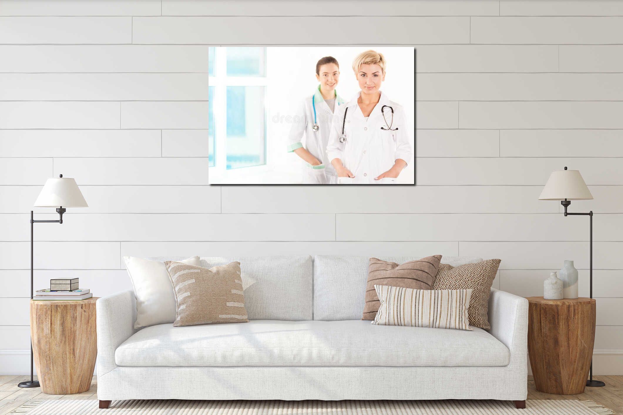 Canvas hanging interior mockup