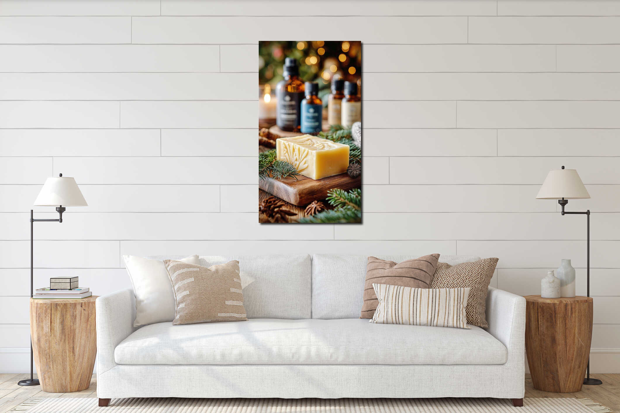 Canvas hanging interior mockup