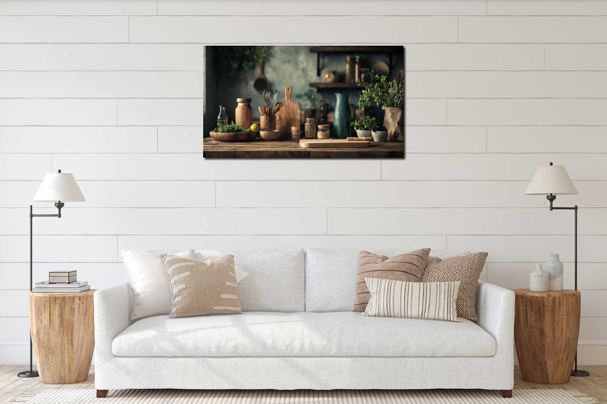 Canvas hanging interior mockup