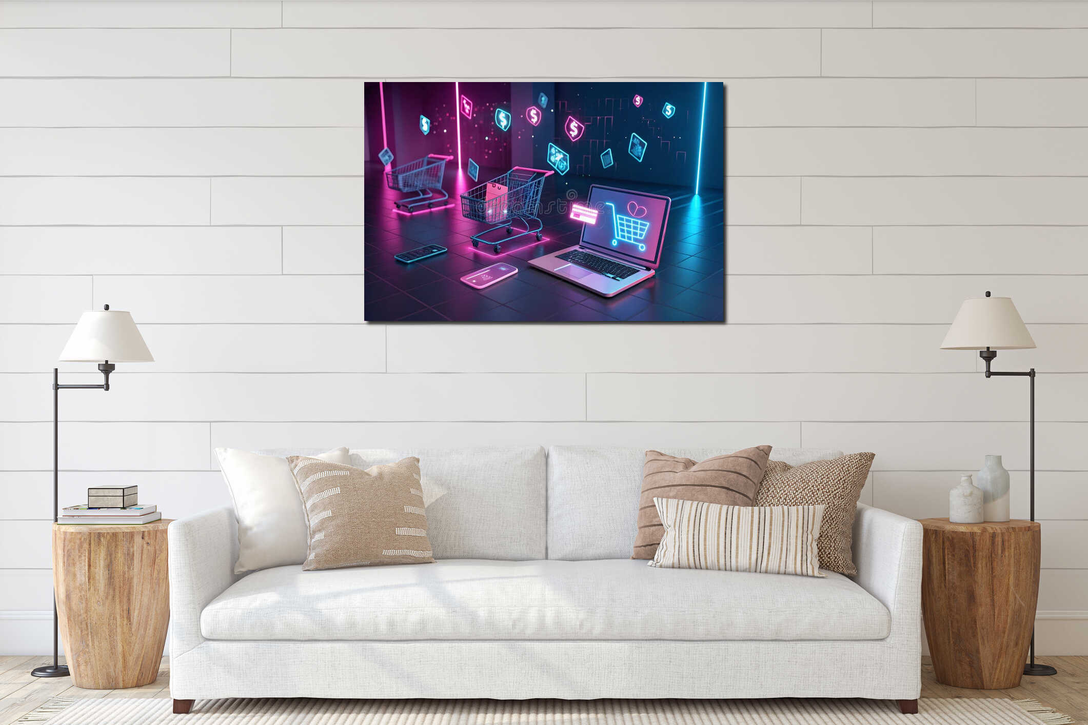 Canvas hanging interior mockup