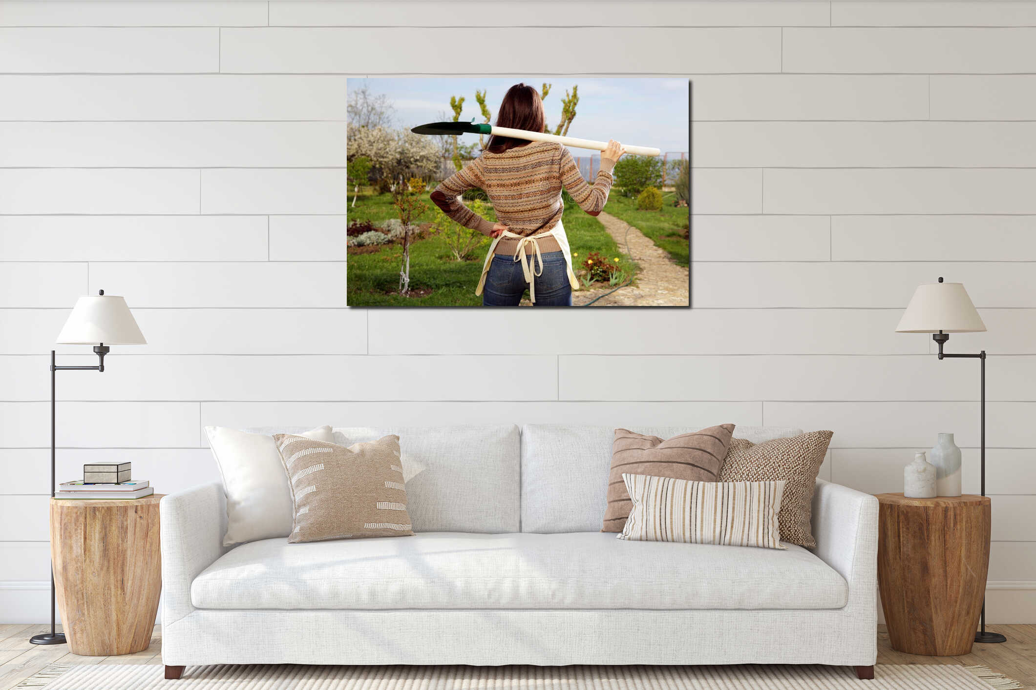 Canvas hanging interior mockup