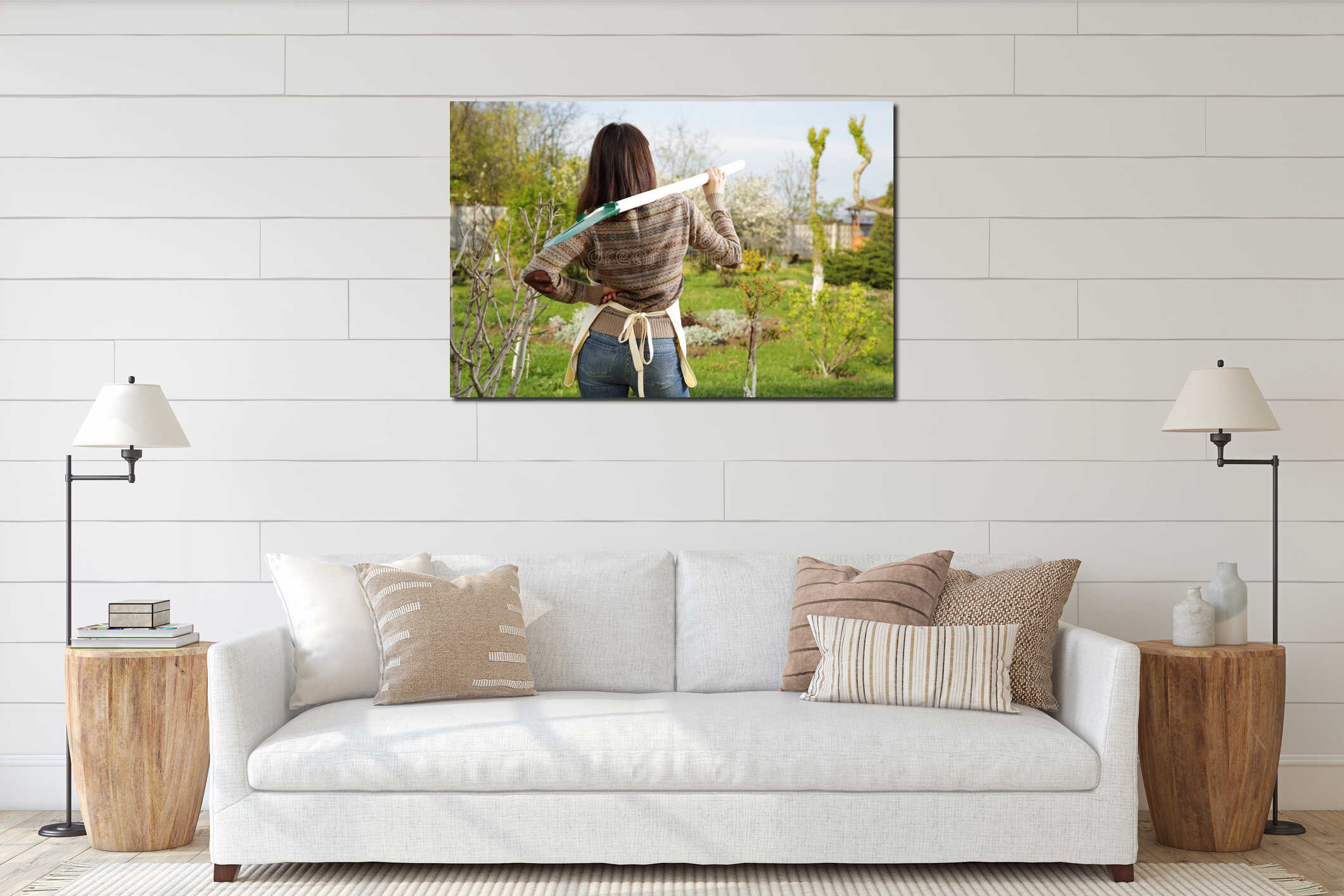 Canvas hanging interior mockup