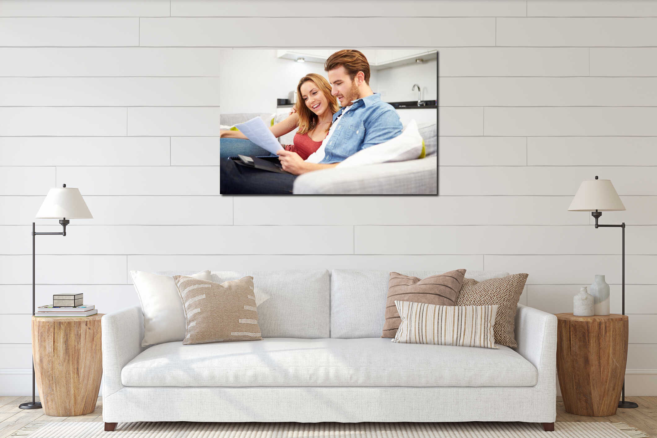 Canvas hanging interior mockup