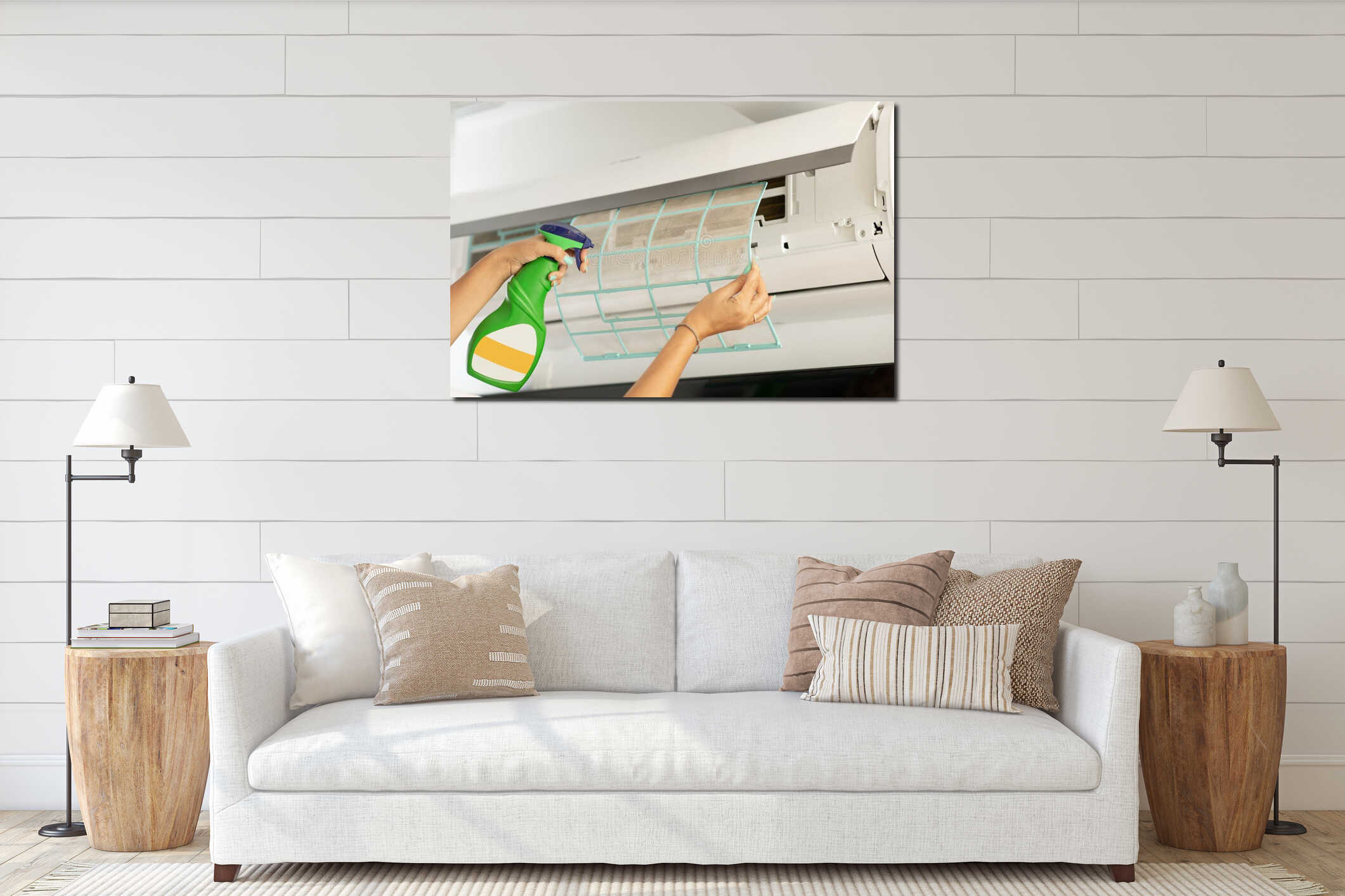 Canvas hanging interior mockup