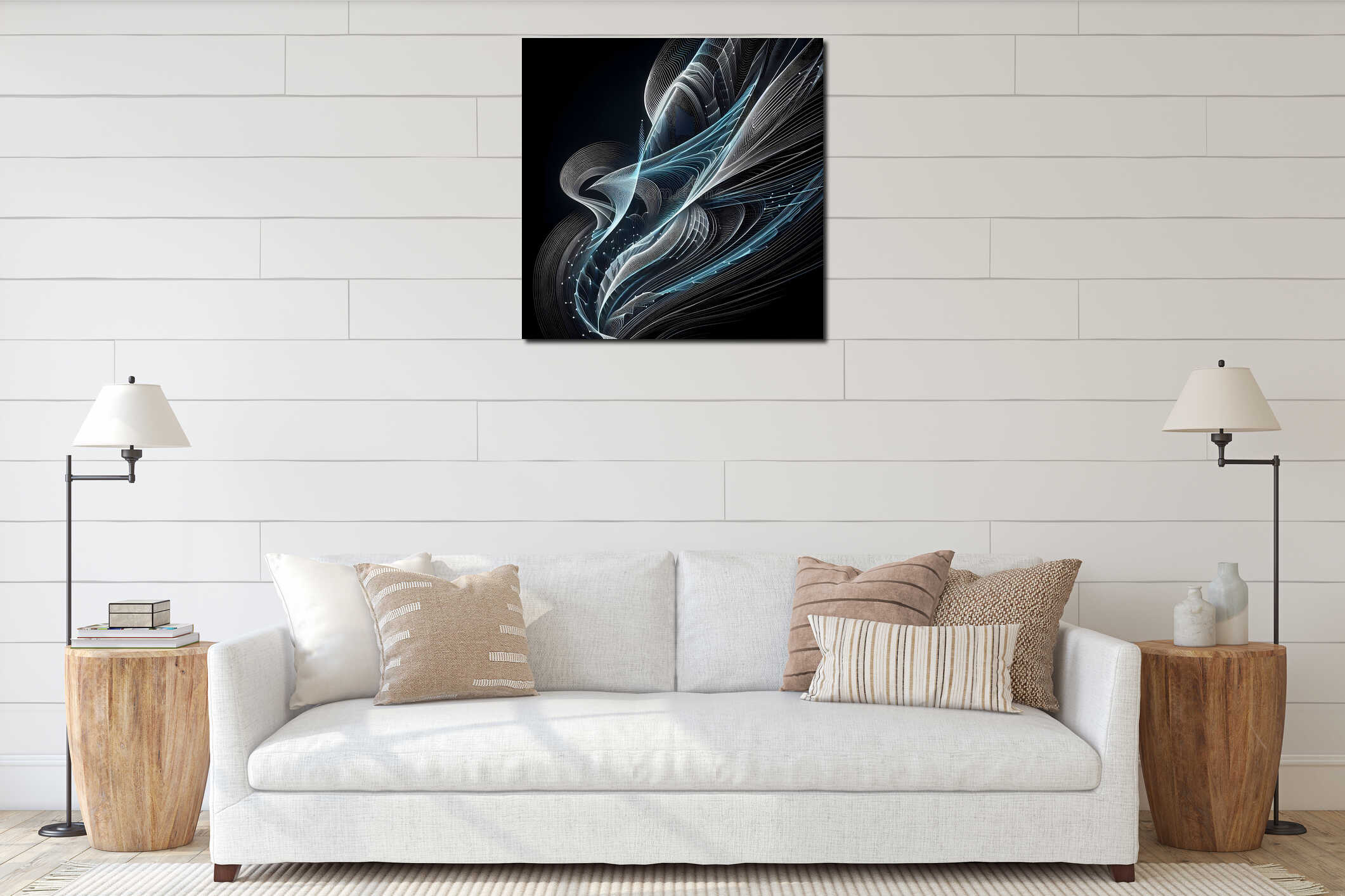 Canvas hanging interior mockup