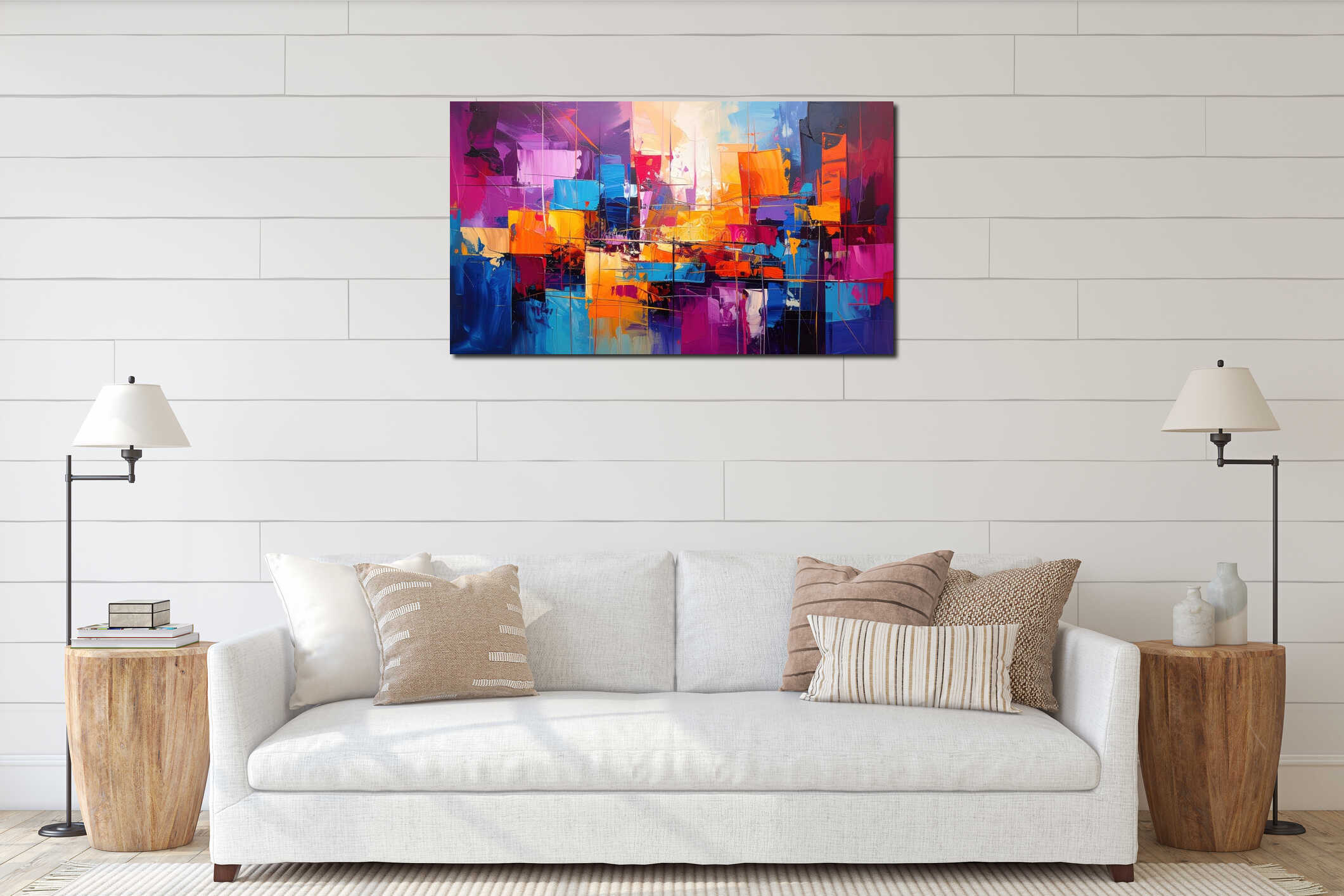 Canvas hanging interior mockup