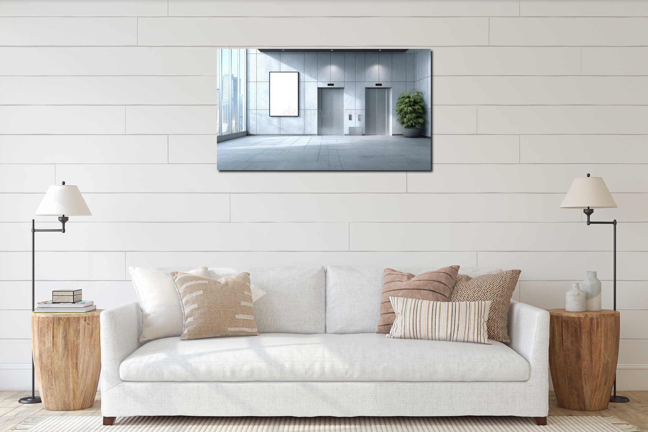 Canvas hanging interior mockup