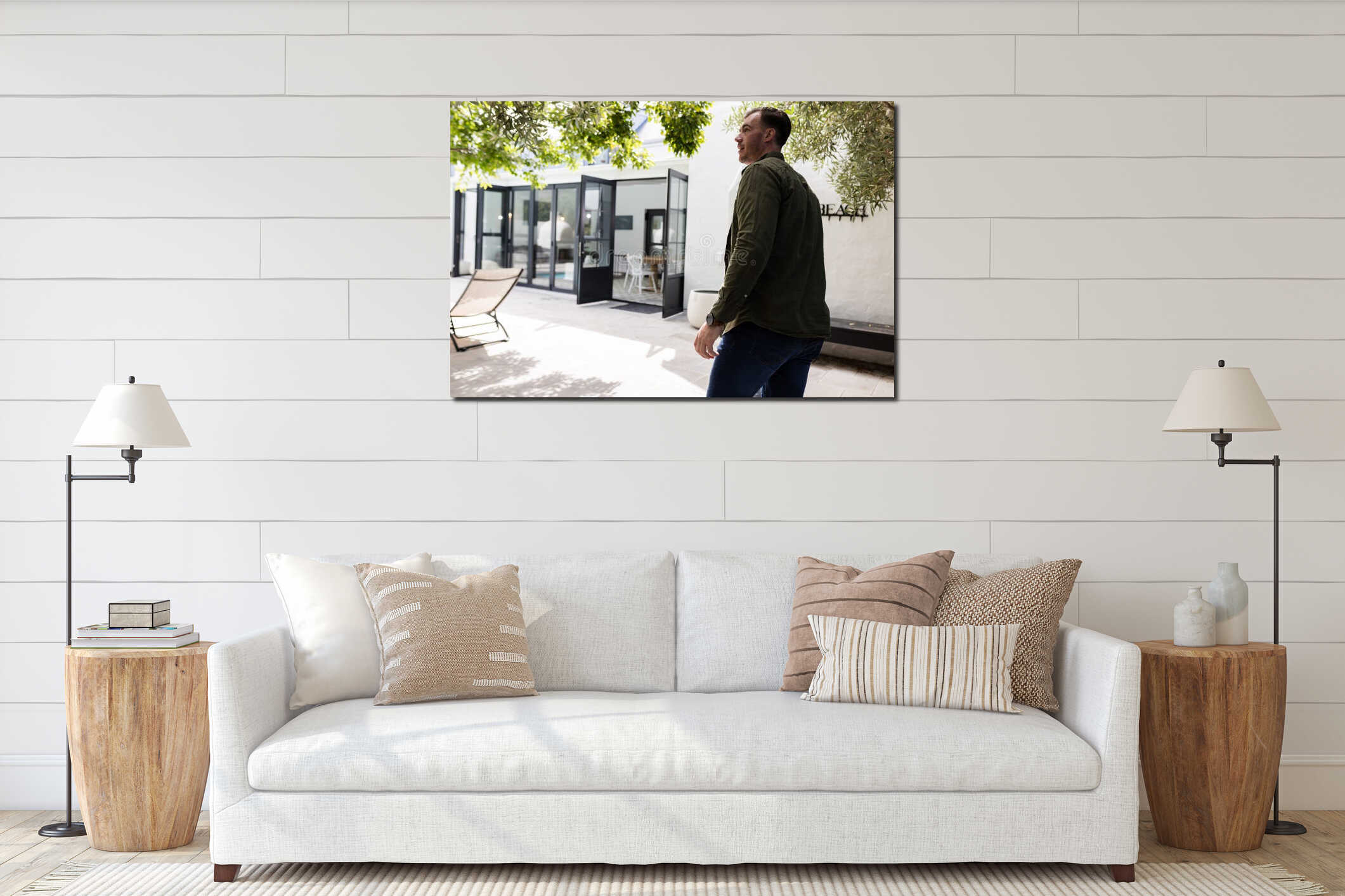 Canvas hanging interior mockup