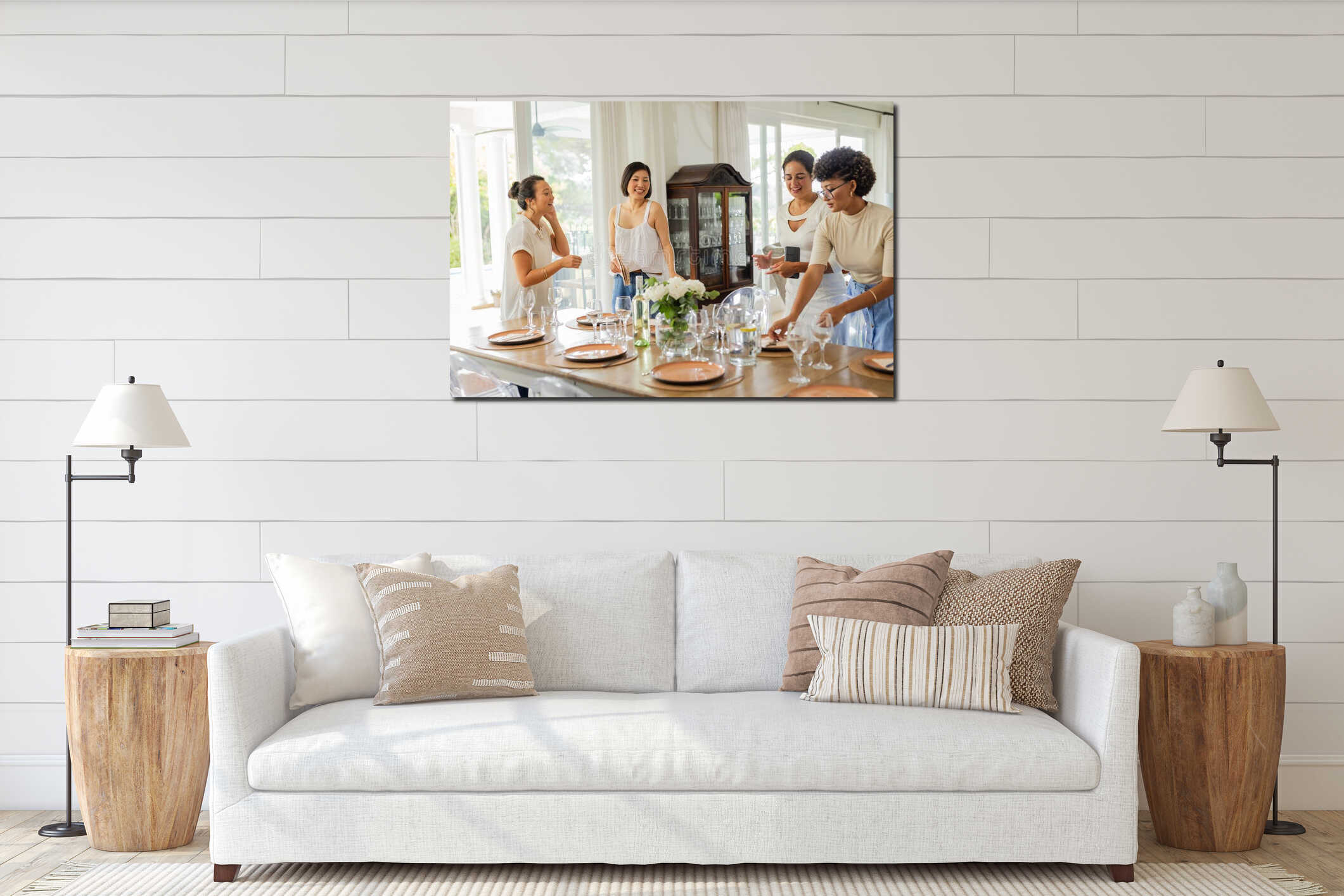 Canvas hanging interior mockup