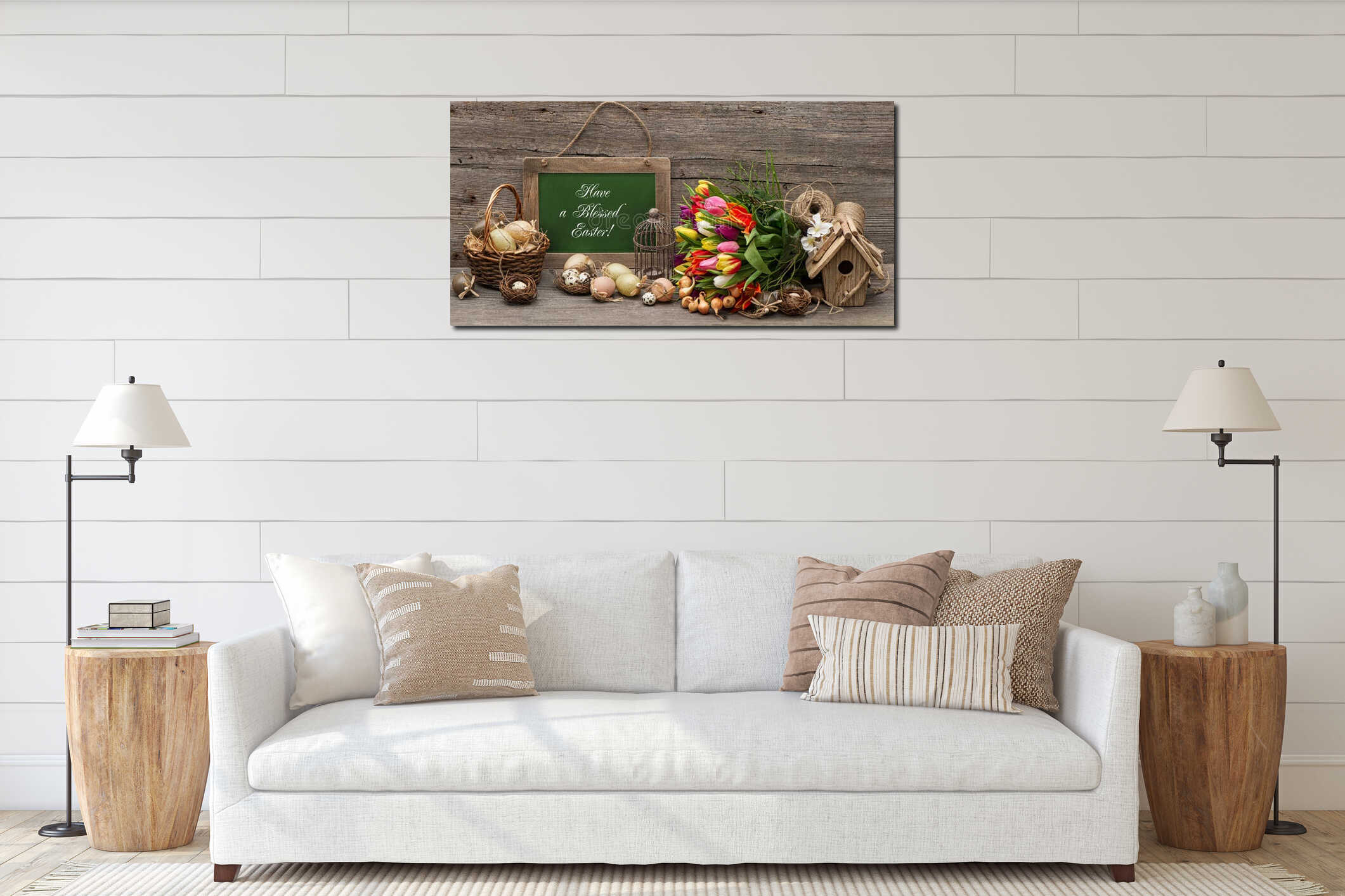 Canvas hanging interior mockup