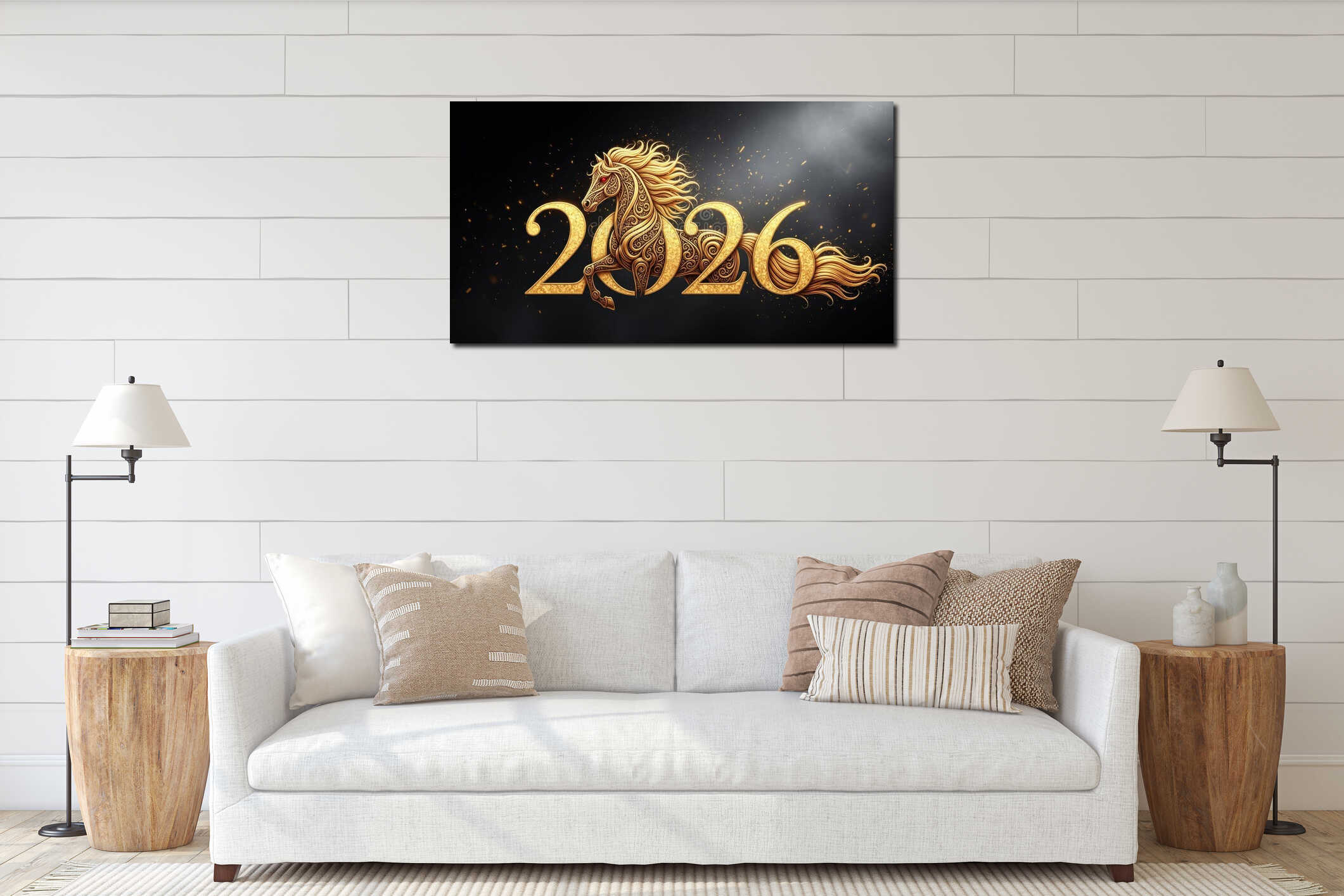 Canvas hanging interior mockup