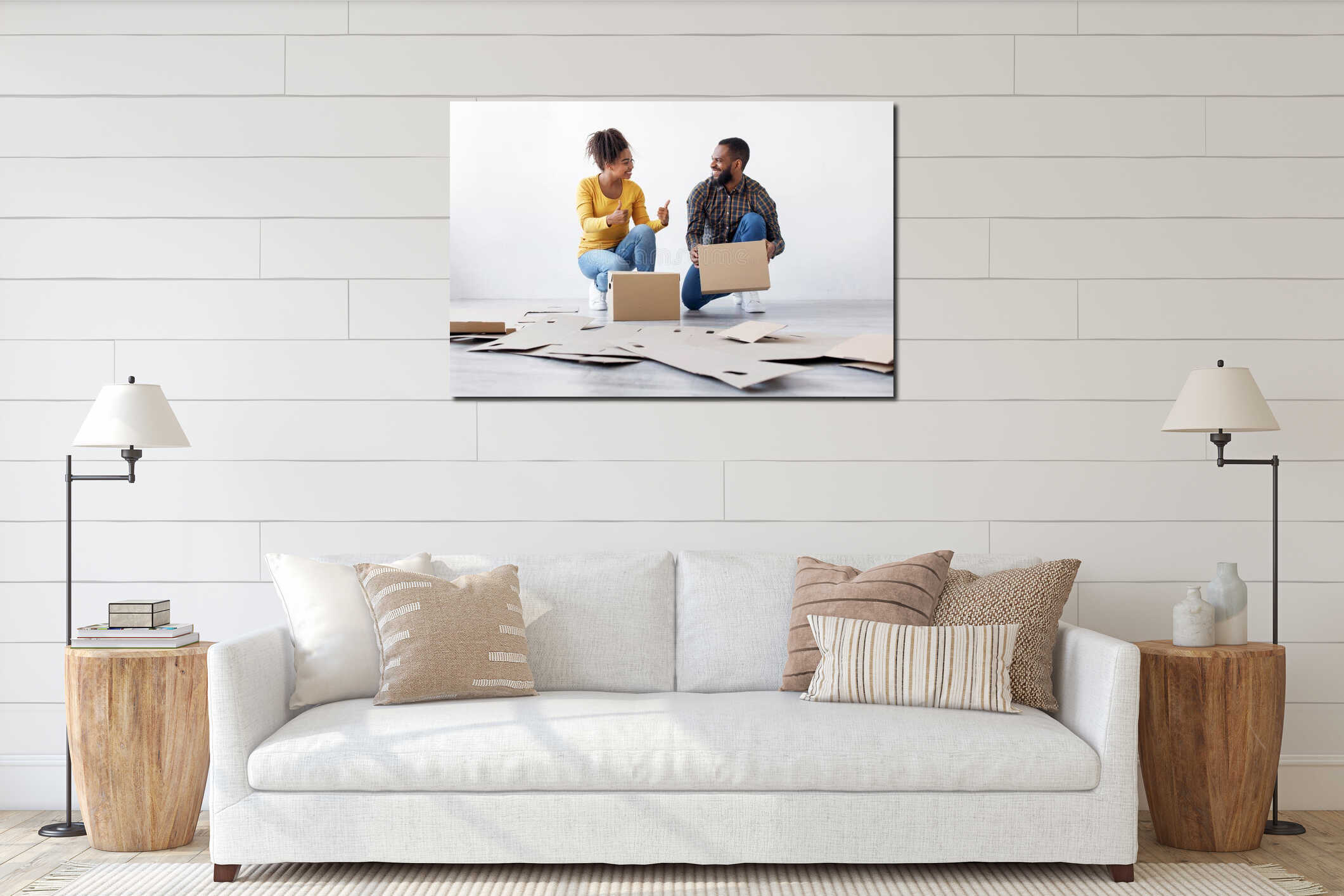 Canvas hanging interior mockup
