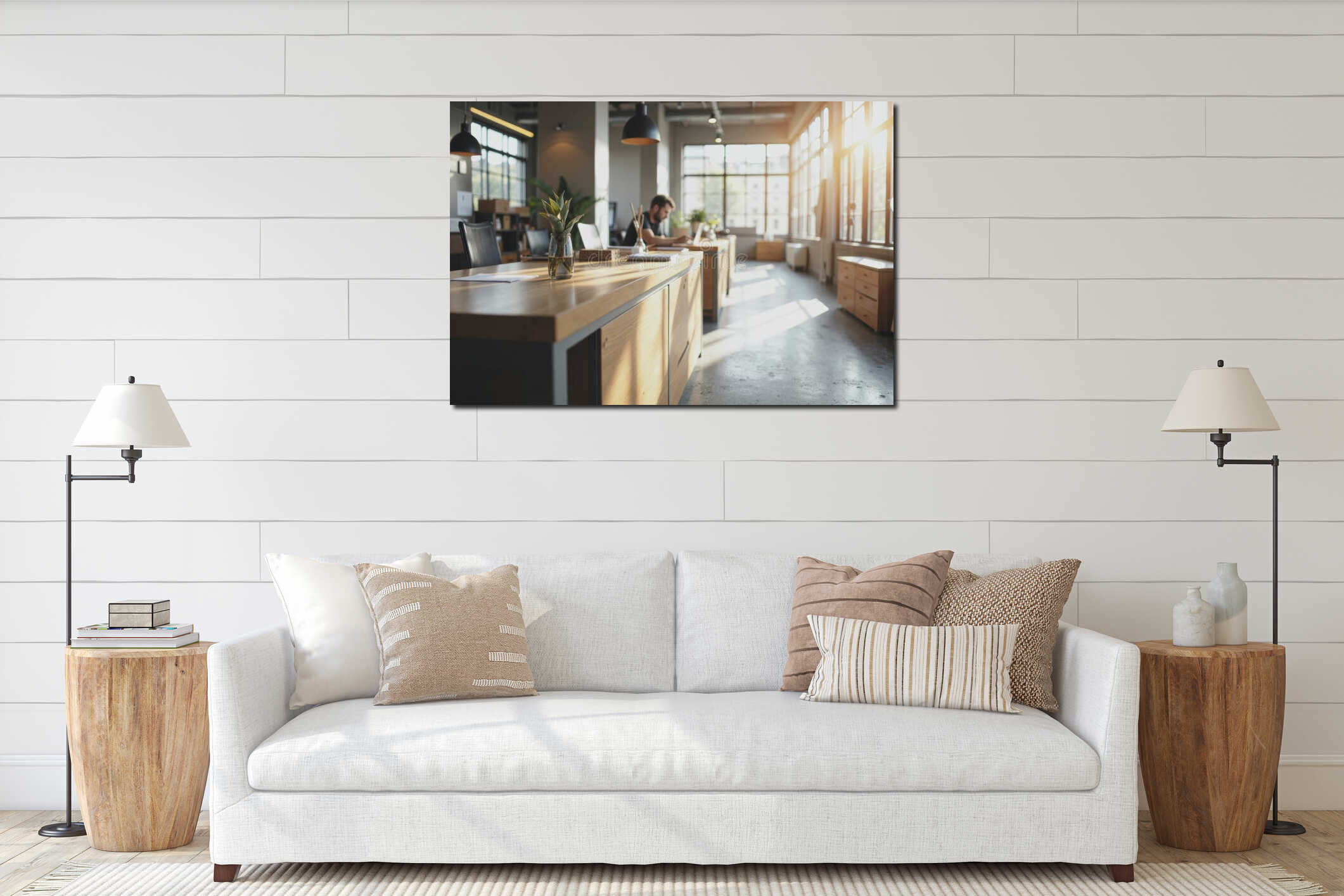 Canvas hanging interior mockup