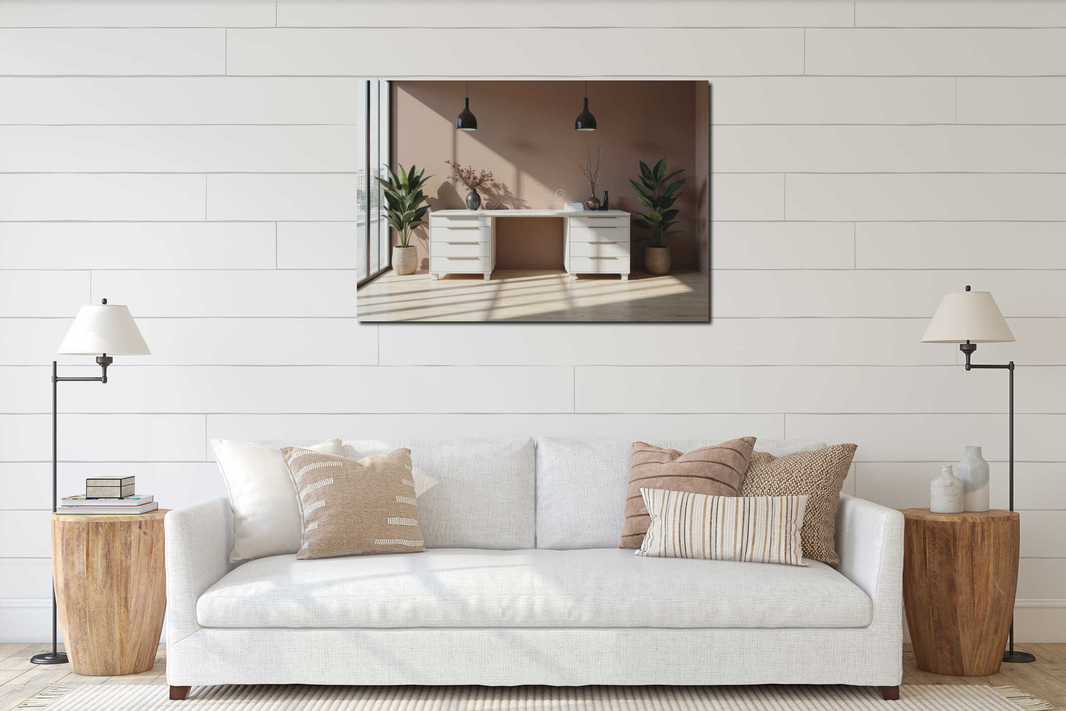 Canvas hanging interior mockup