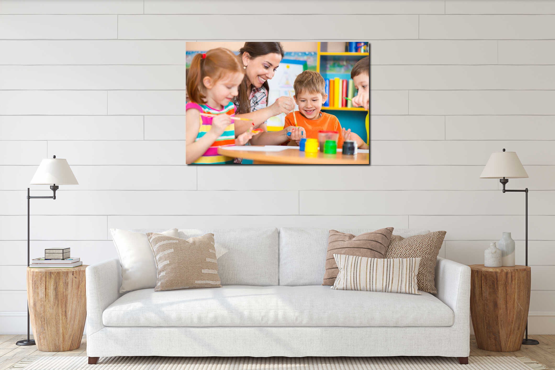 Canvas hanging interior mockup