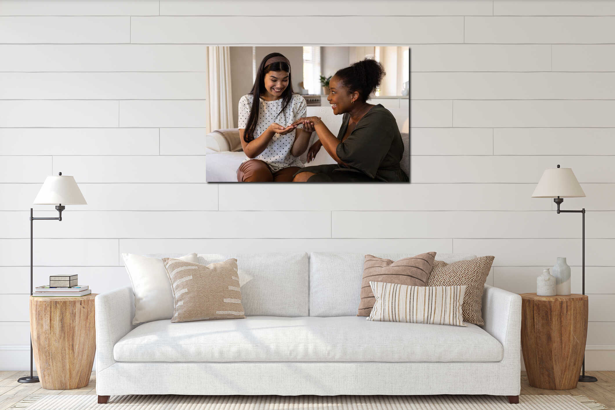Canvas hanging interior mockup