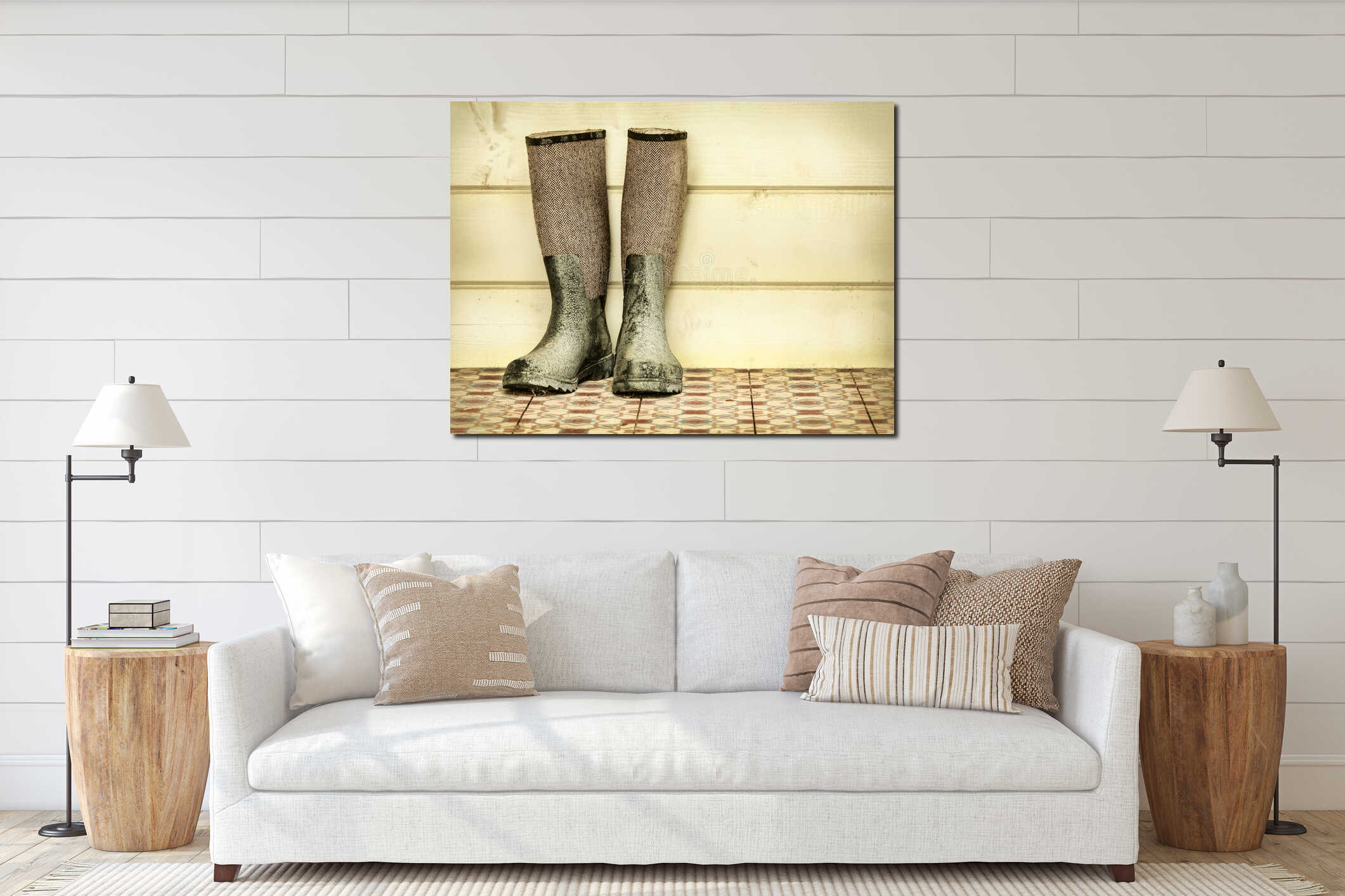 Canvas hanging interior mockup