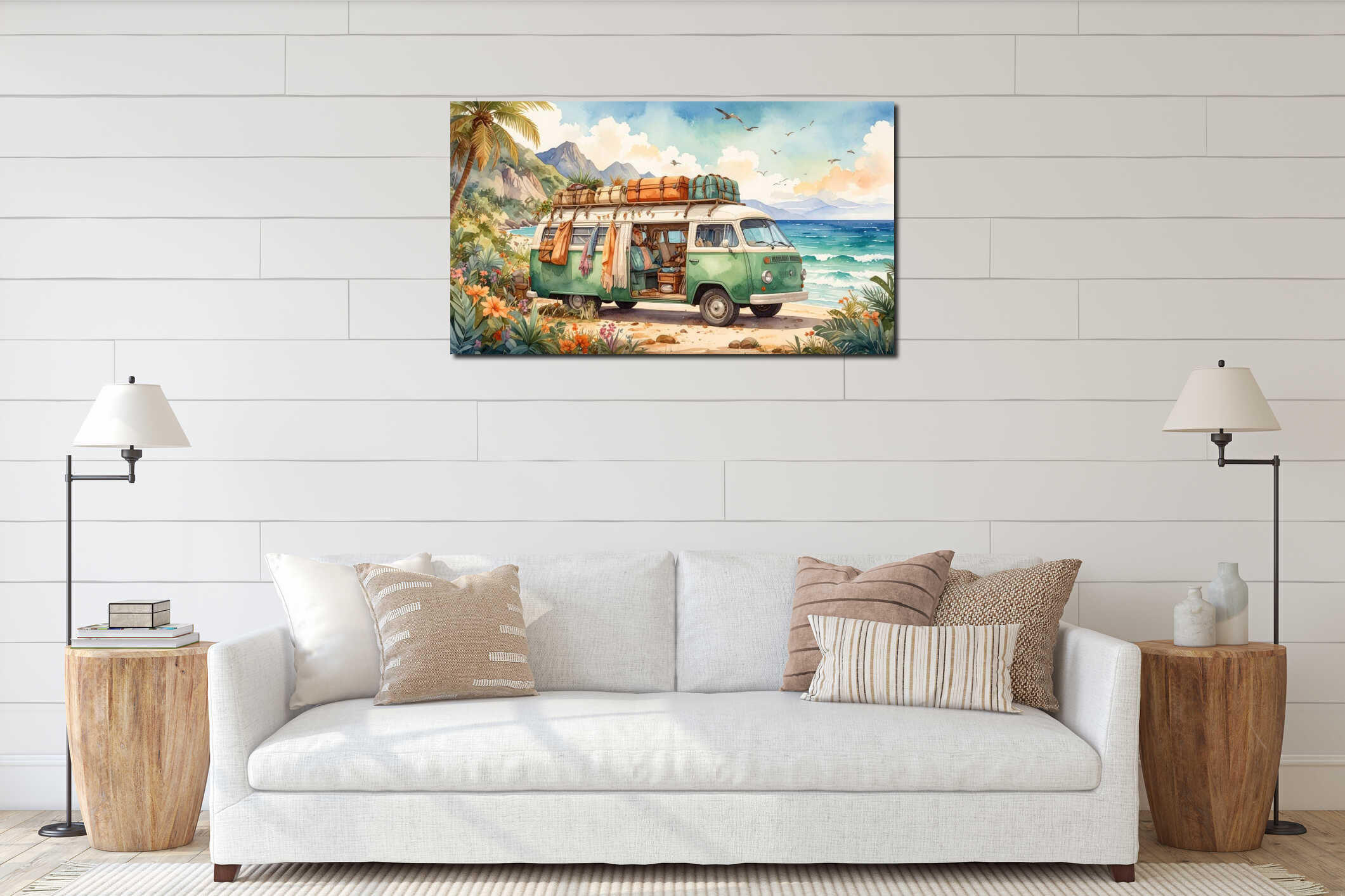 Canvas hanging interior mockup