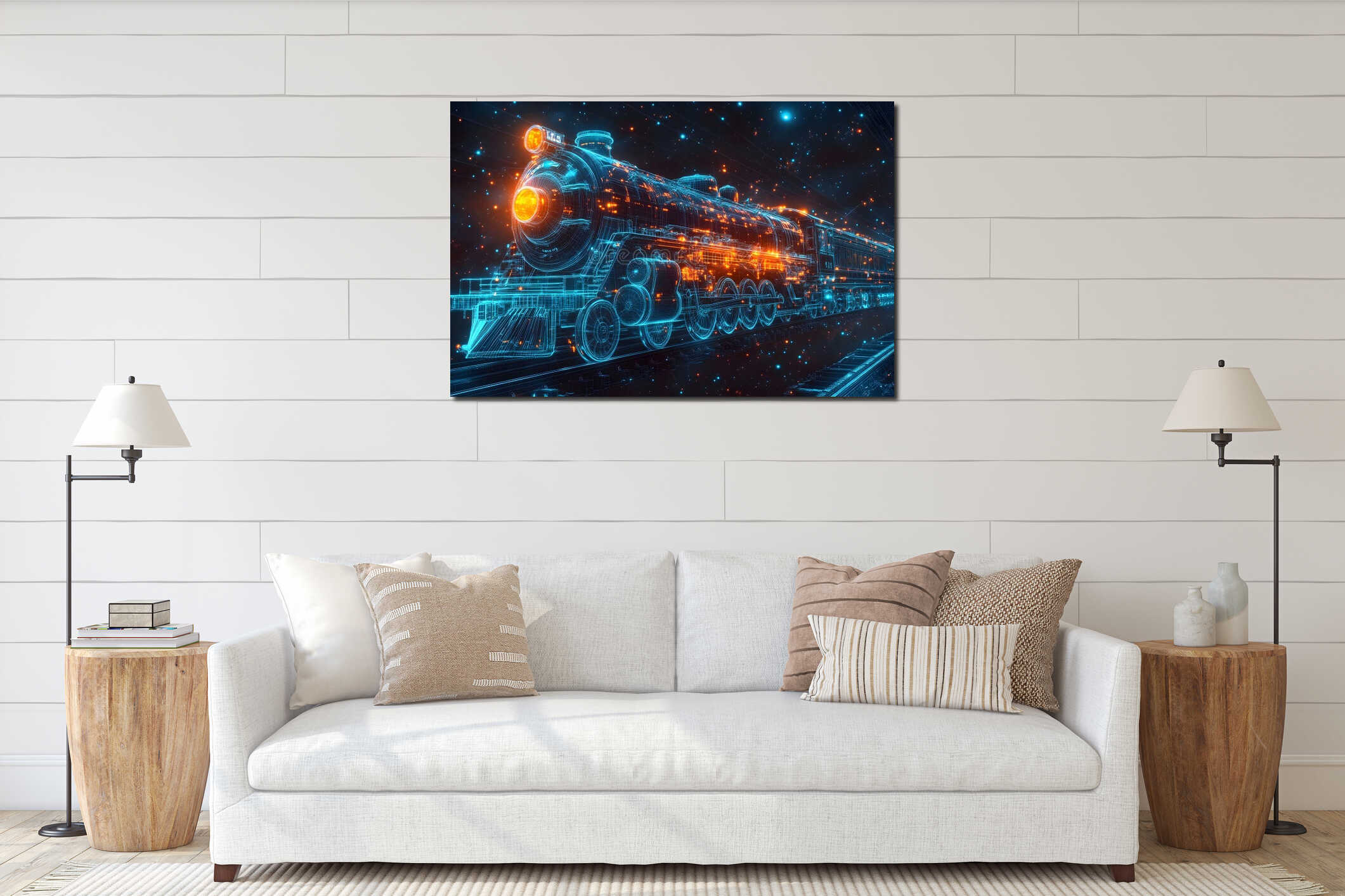 Canvas hanging interior mockup