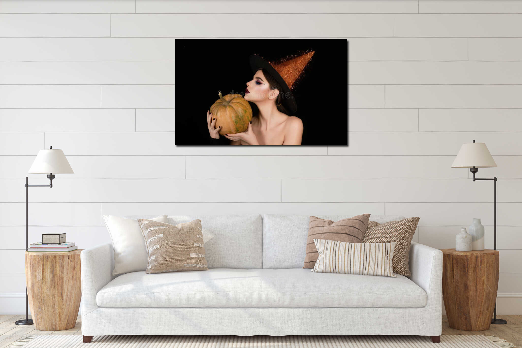 Canvas hanging interior mockup