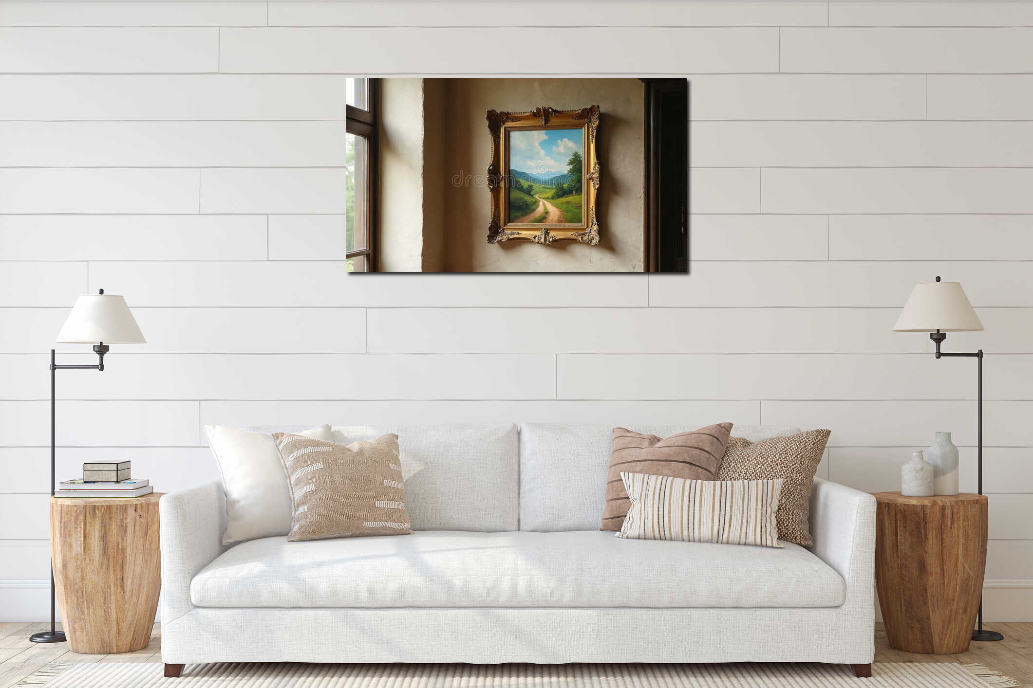 Canvas hanging interior mockup