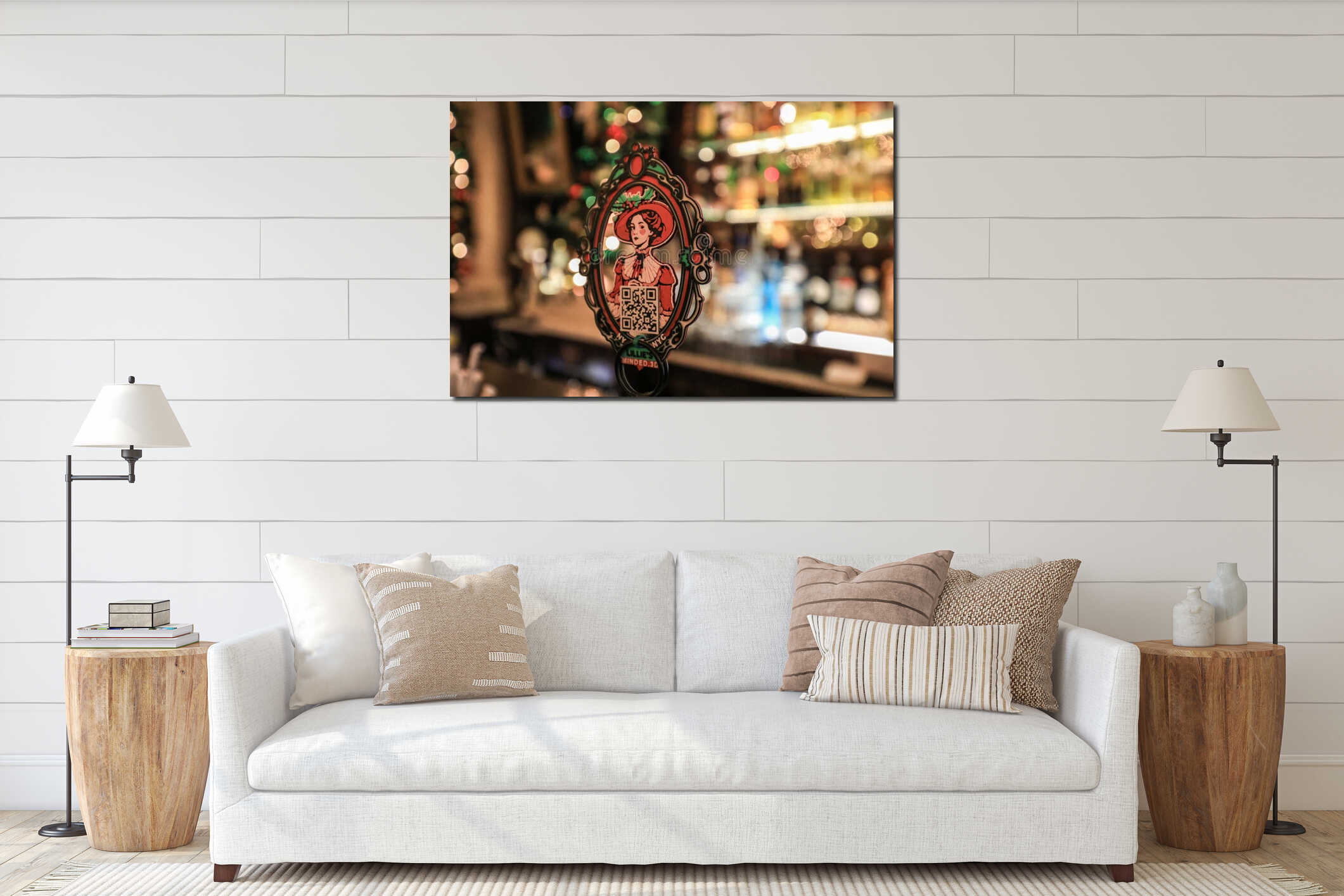 Canvas hanging interior mockup