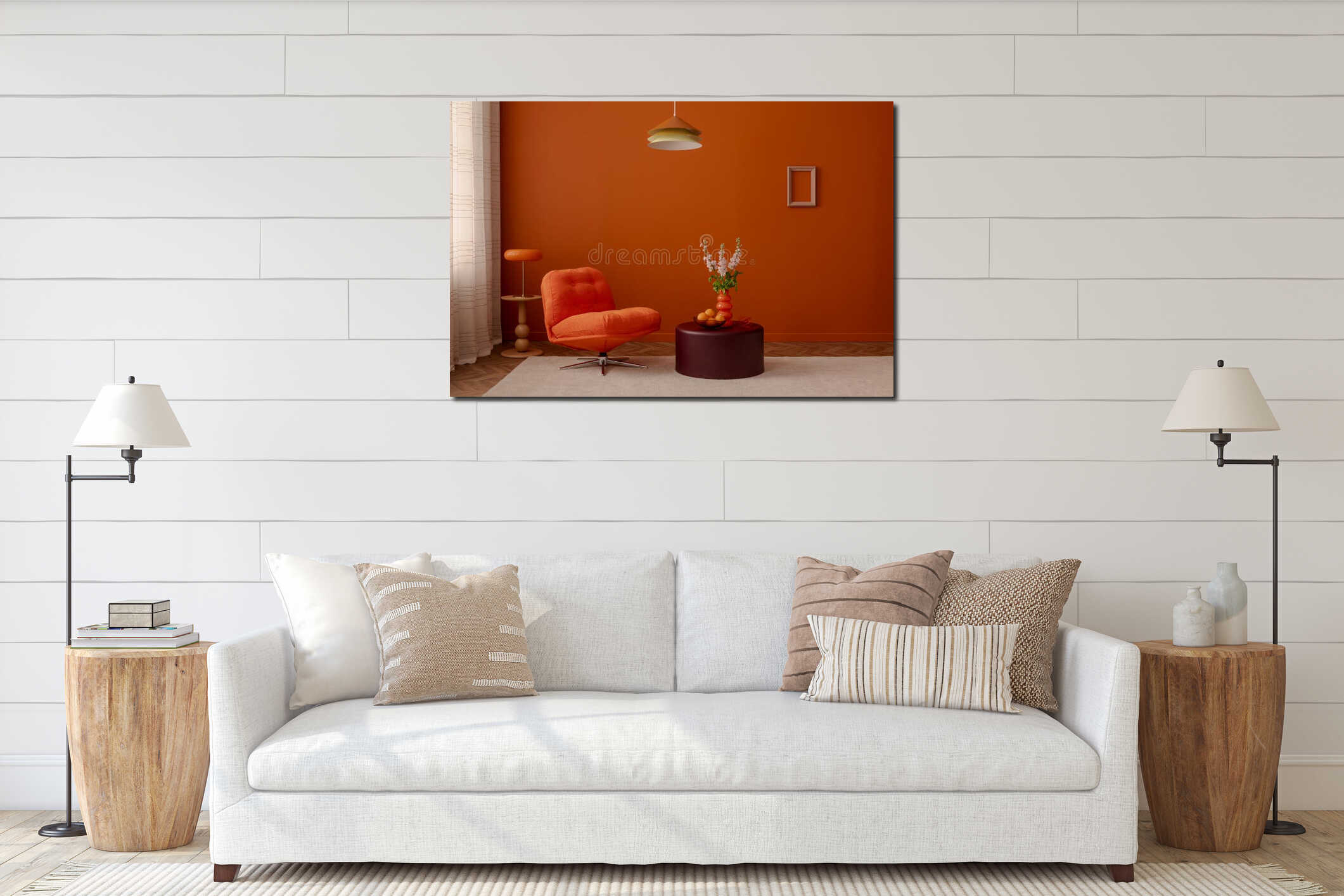 Canvas hanging interior mockup