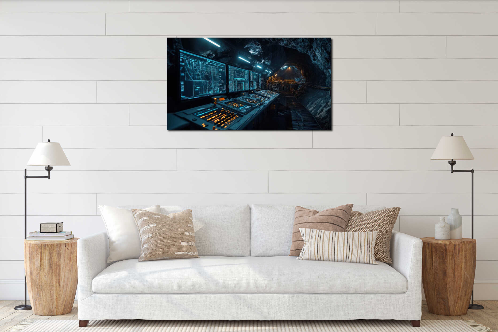 Canvas hanging interior mockup