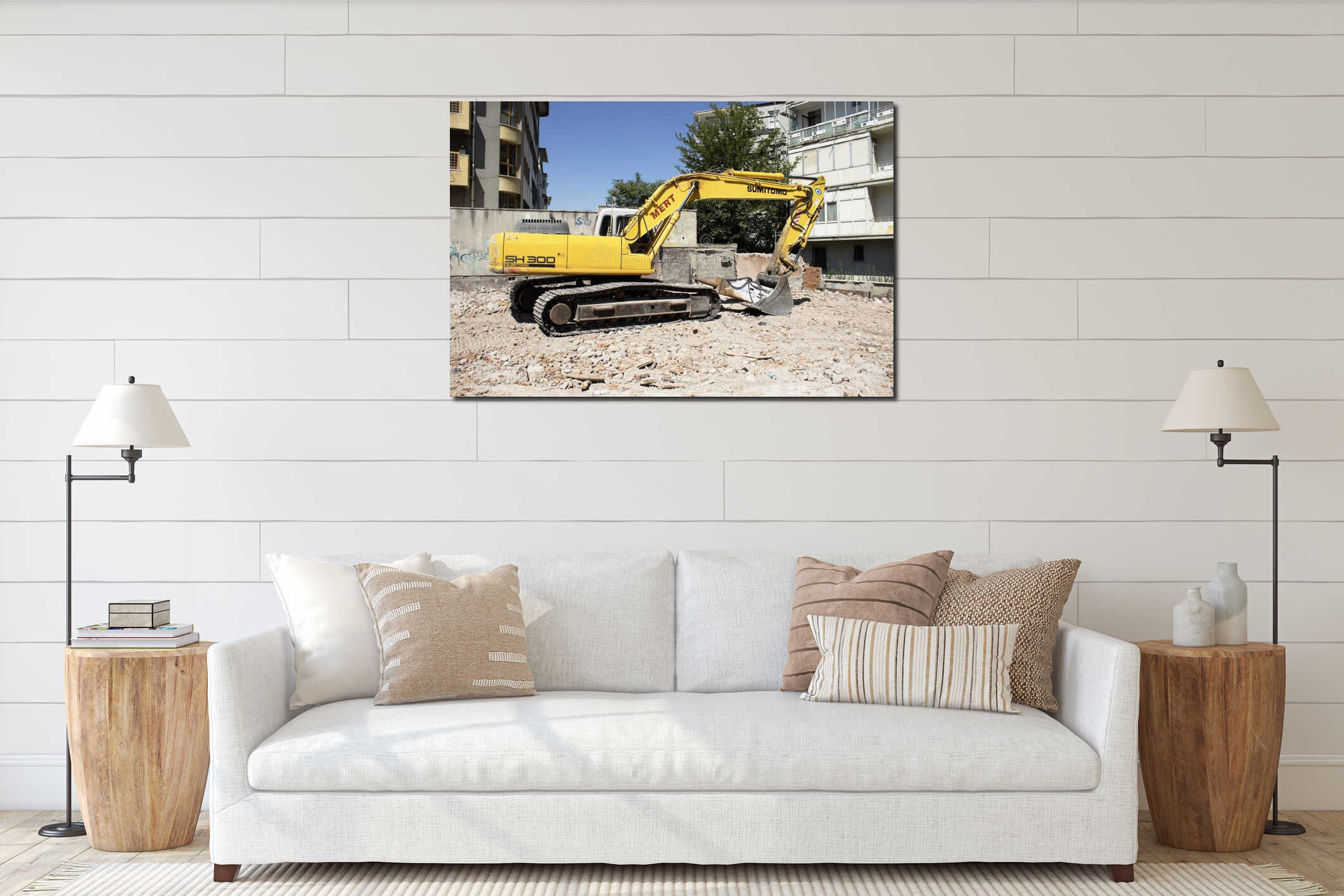 Canvas hanging interior mockup