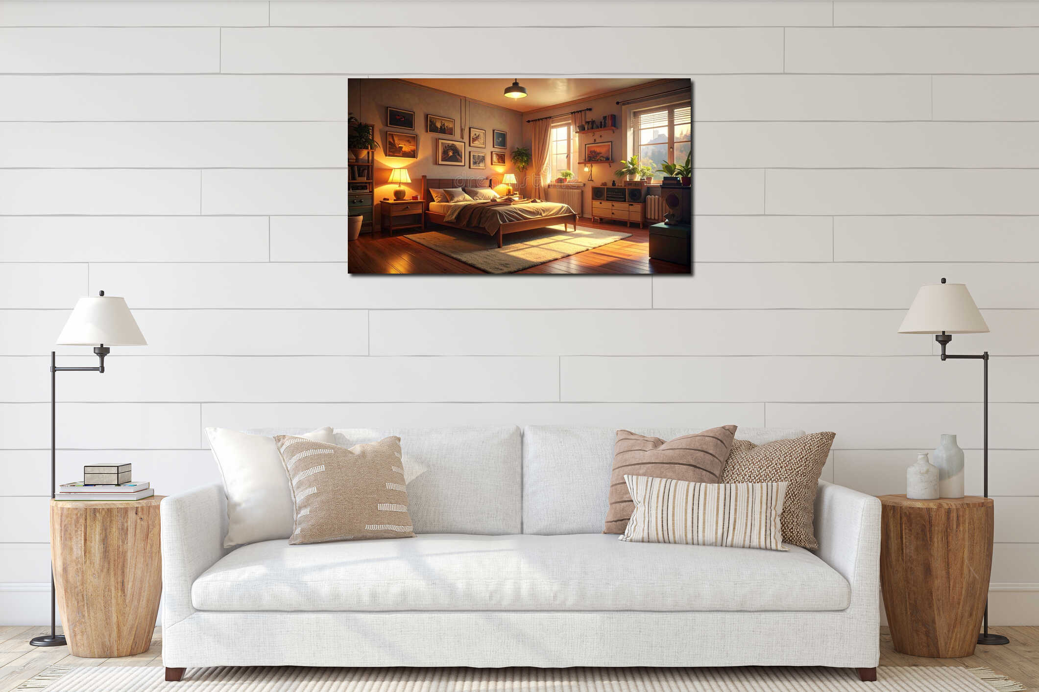 Canvas hanging interior mockup