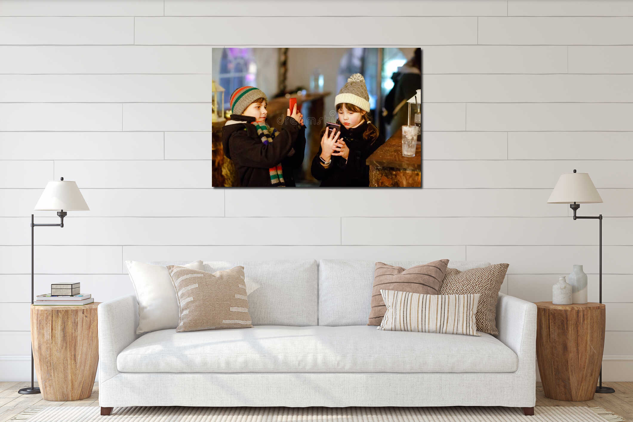 Canvas hanging interior mockup