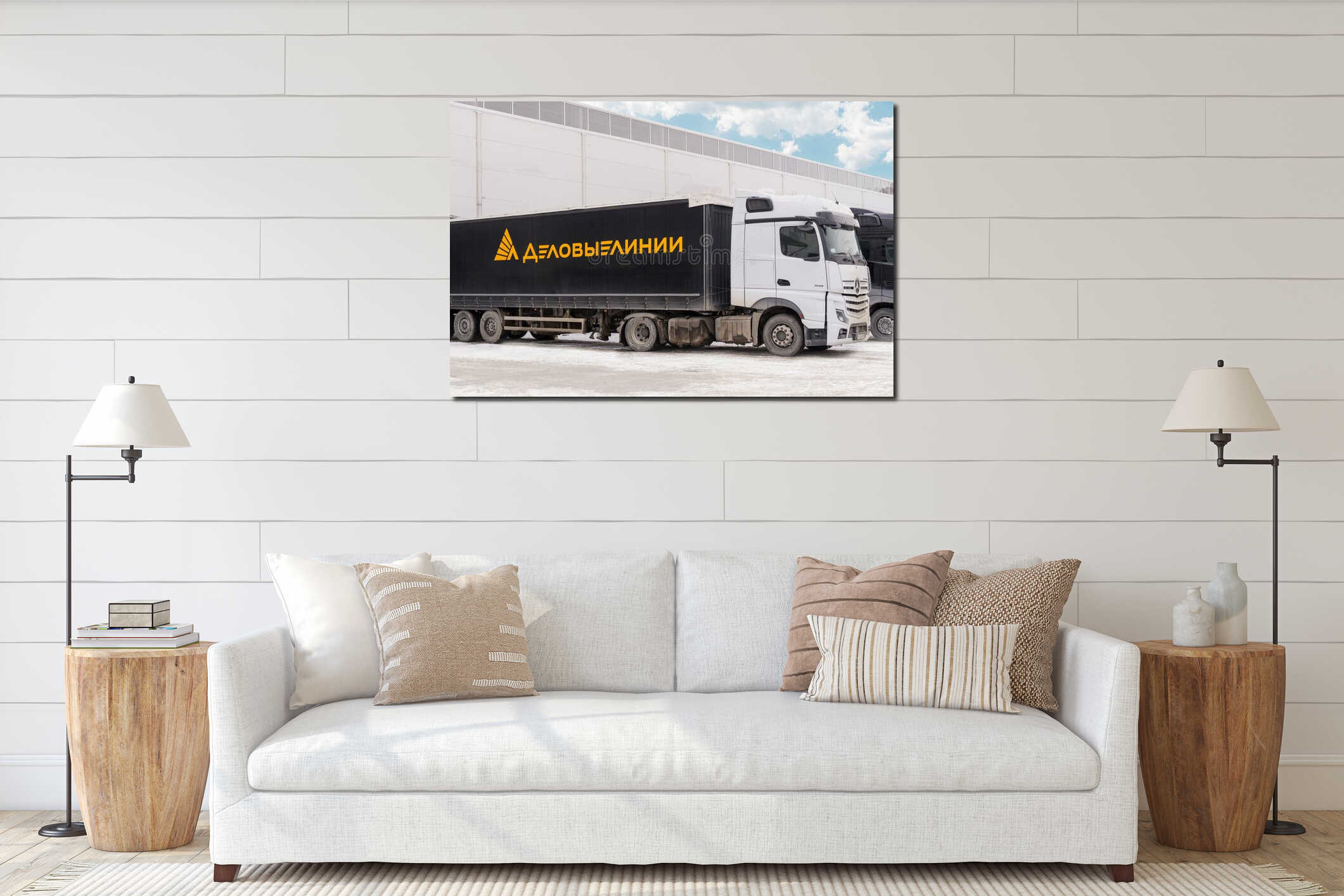 Canvas hanging interior mockup