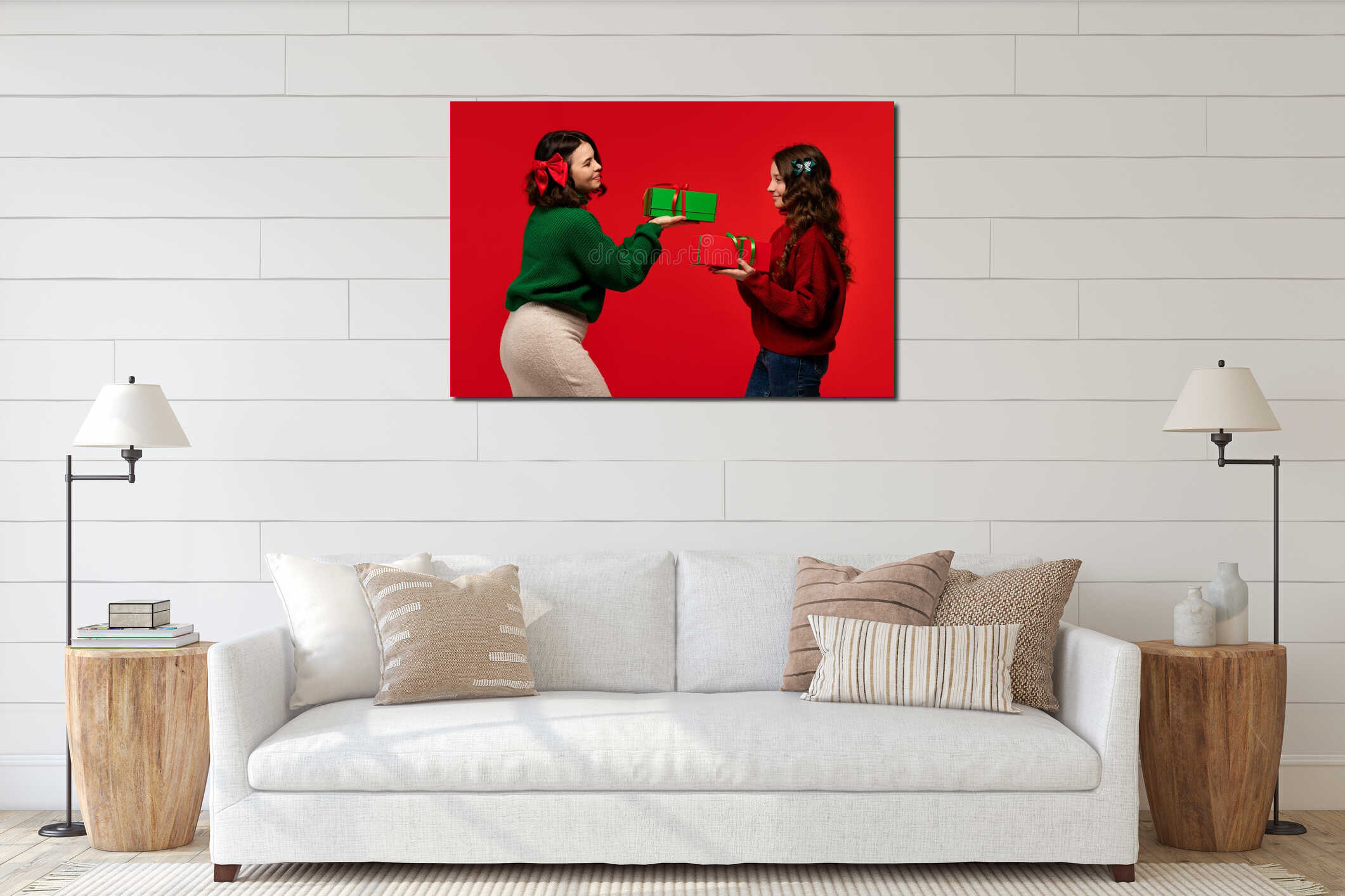 Canvas hanging interior mockup