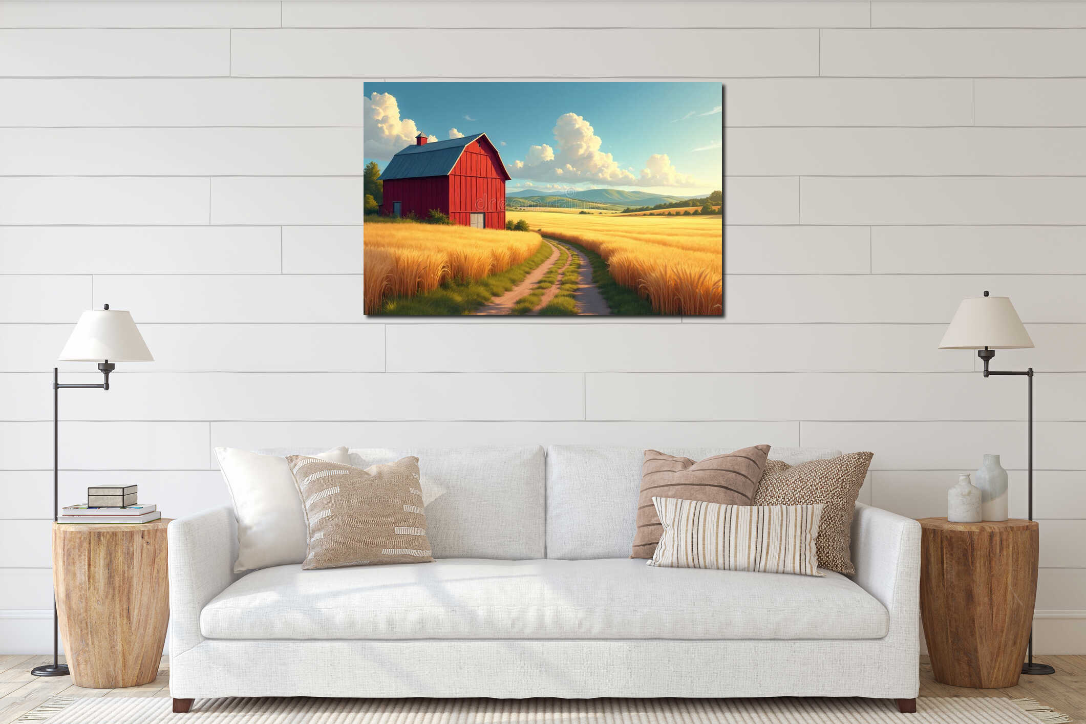 Canvas hanging interior mockup