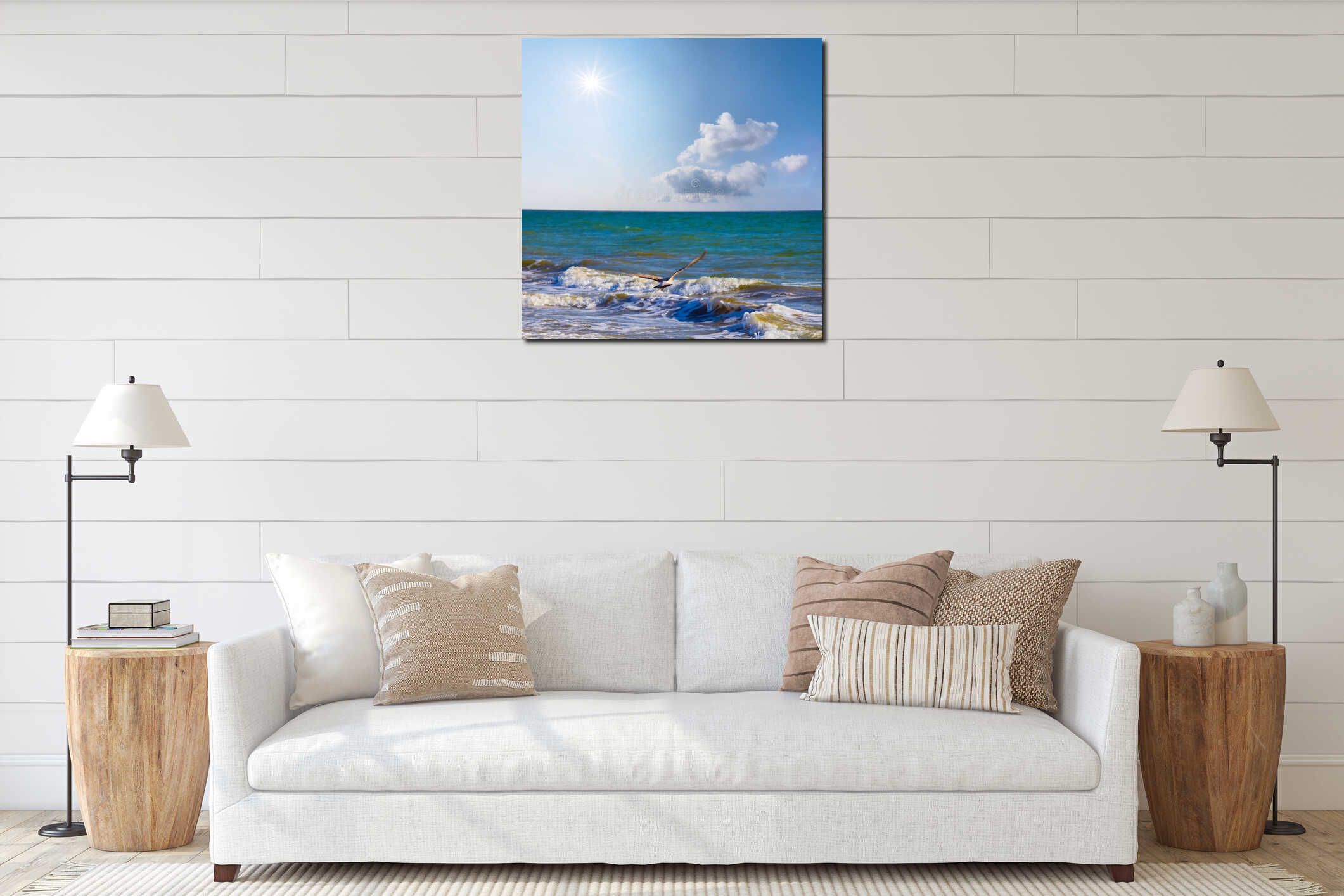 Canvas hanging interior mockup