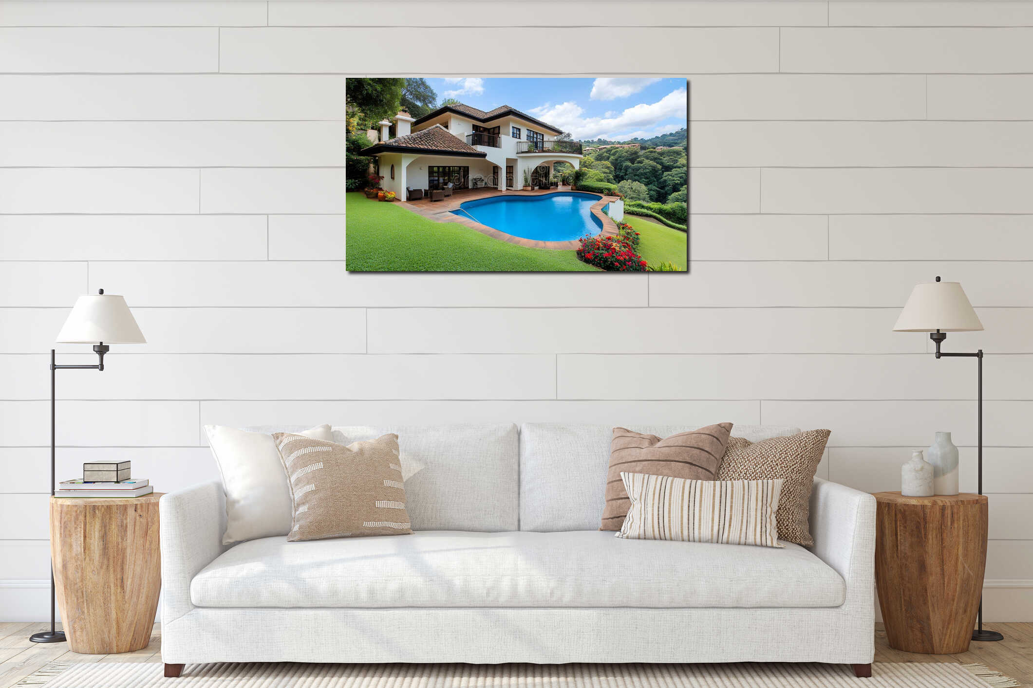 Canvas hanging interior mockup